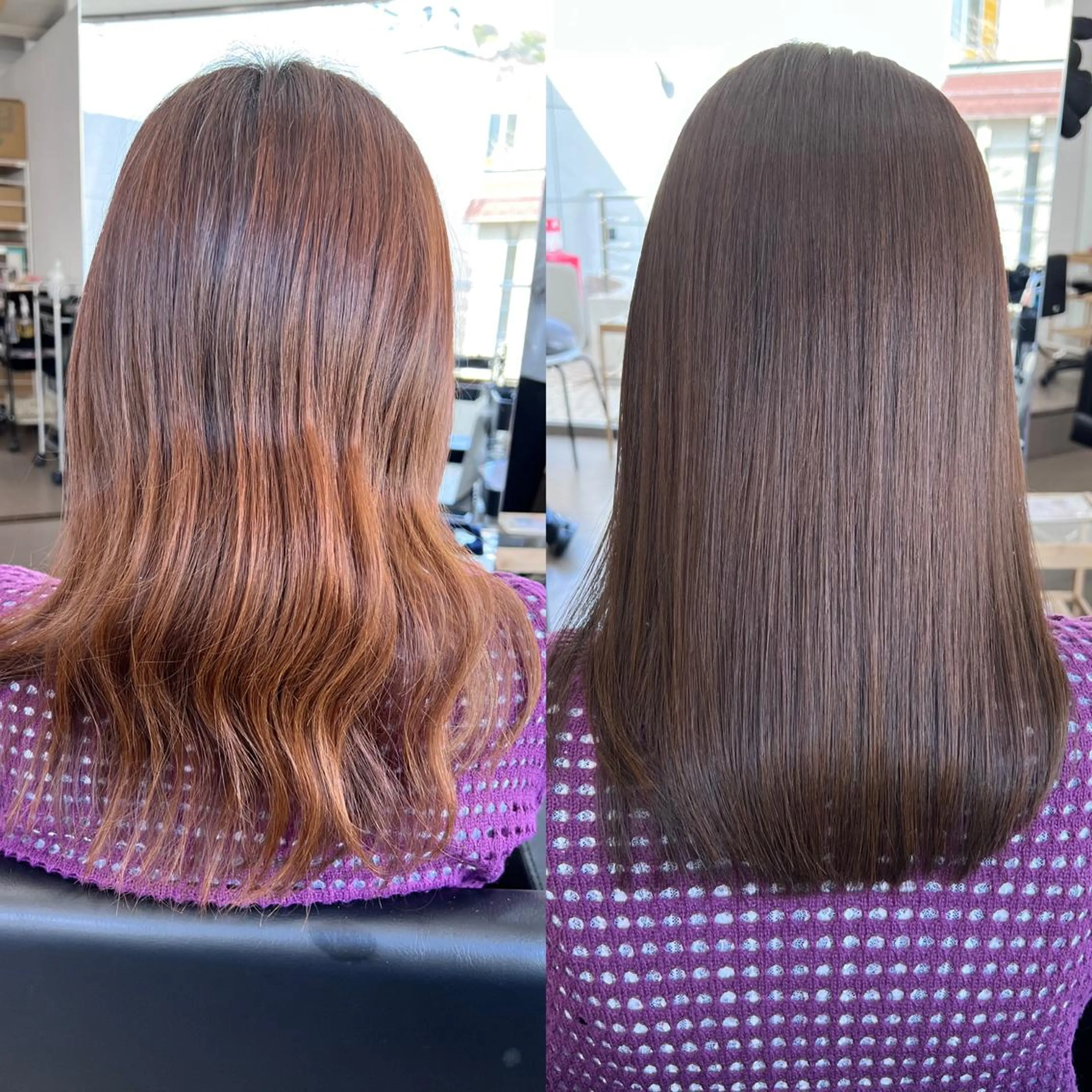 セミロング ボブ 髪質改善 韓国風ヘア 縮毛矯正 トリートメント ヘアカラー 縮毛矯正 トリートメント 髪質改善と艶カラー 💎坂田 裕紀のヘアスタイル