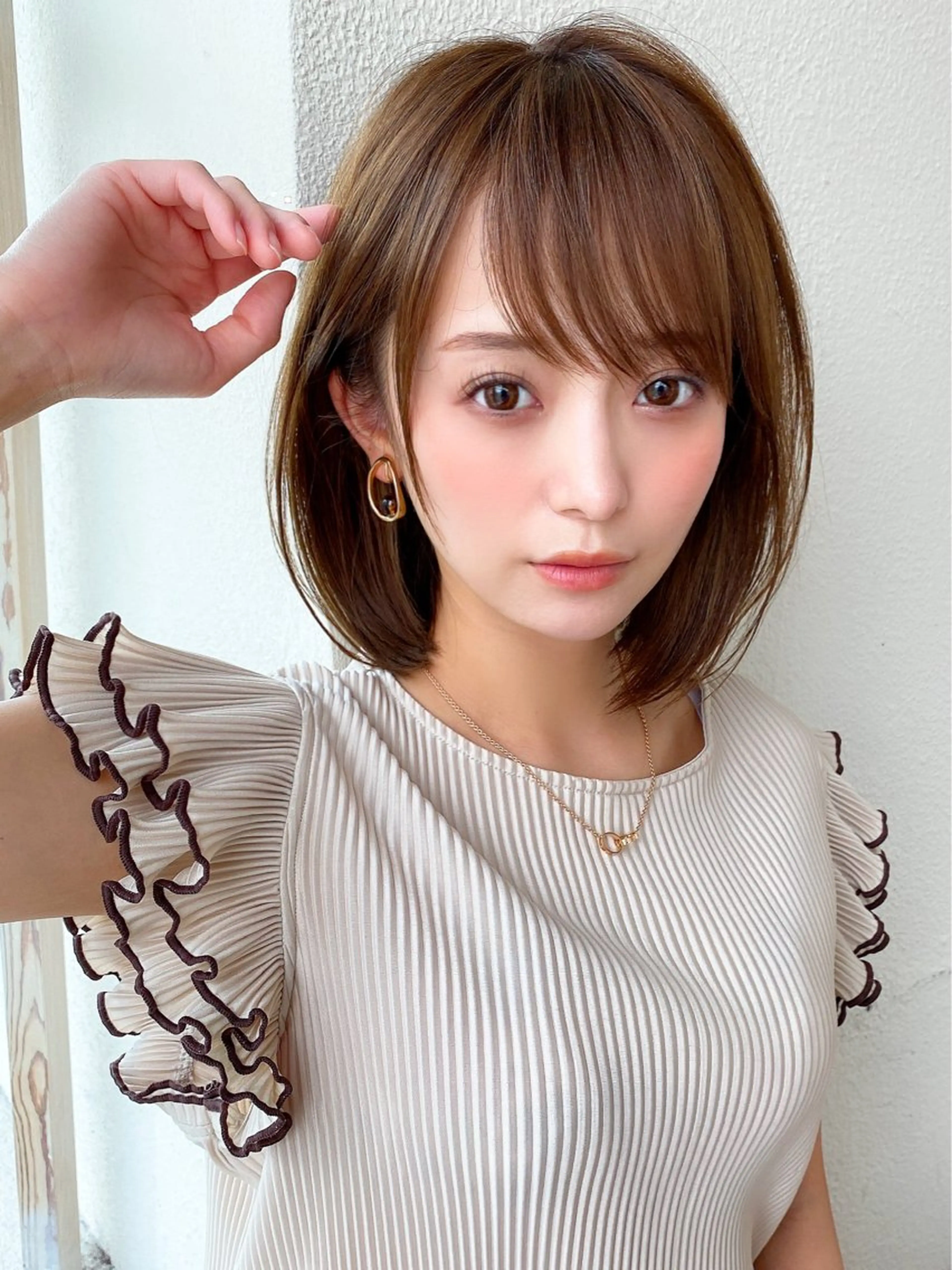 ミディアム ボブ 伸ばしかけ シースルーバング サイドバング 小顔カット 井上晃輔/ショート /ボブ/ミディアムのヘアスタイル