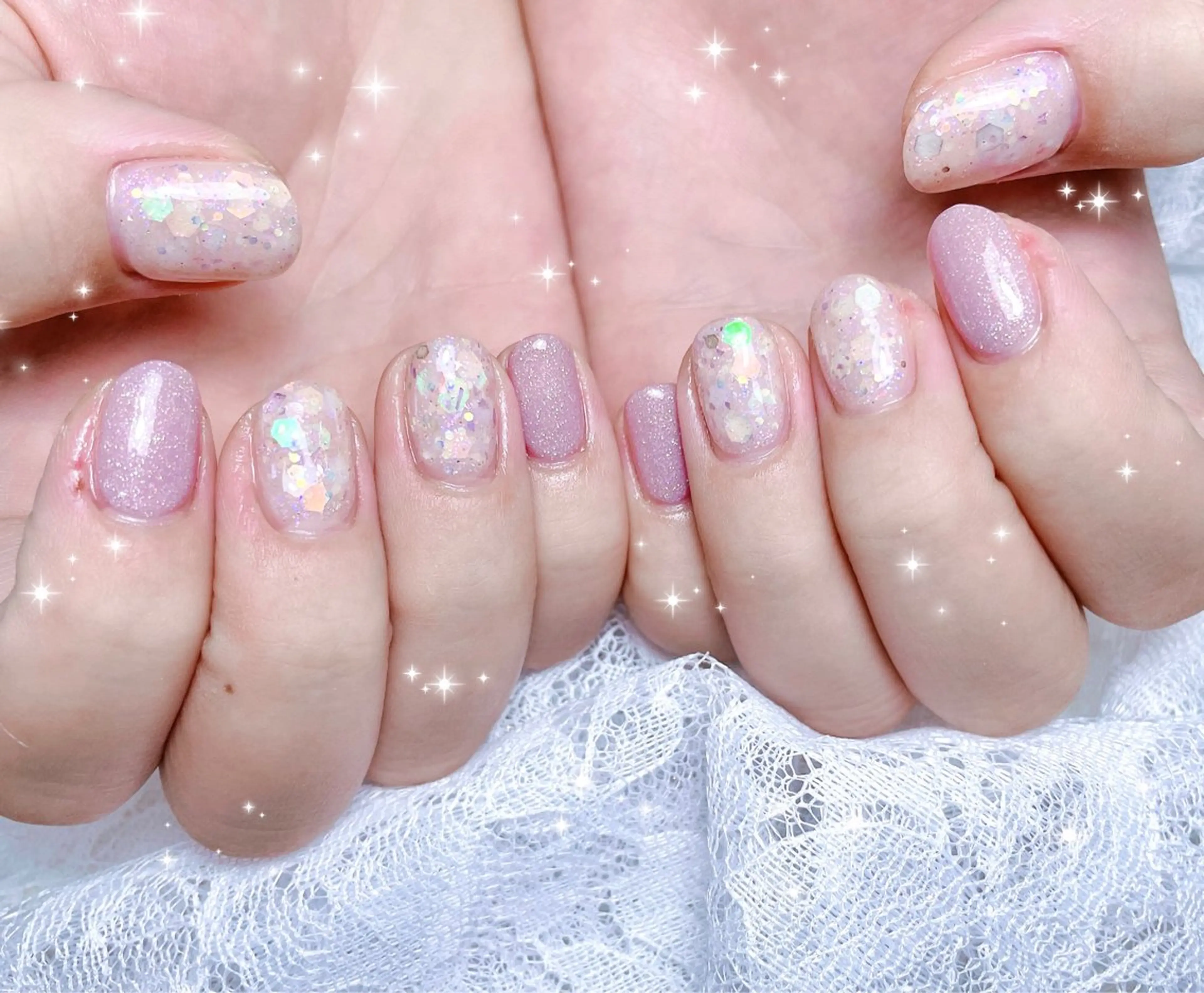 ネイル ピンク ホワイト ハンドネイル FLARE NAIL フレアネイルのネイルデザイン