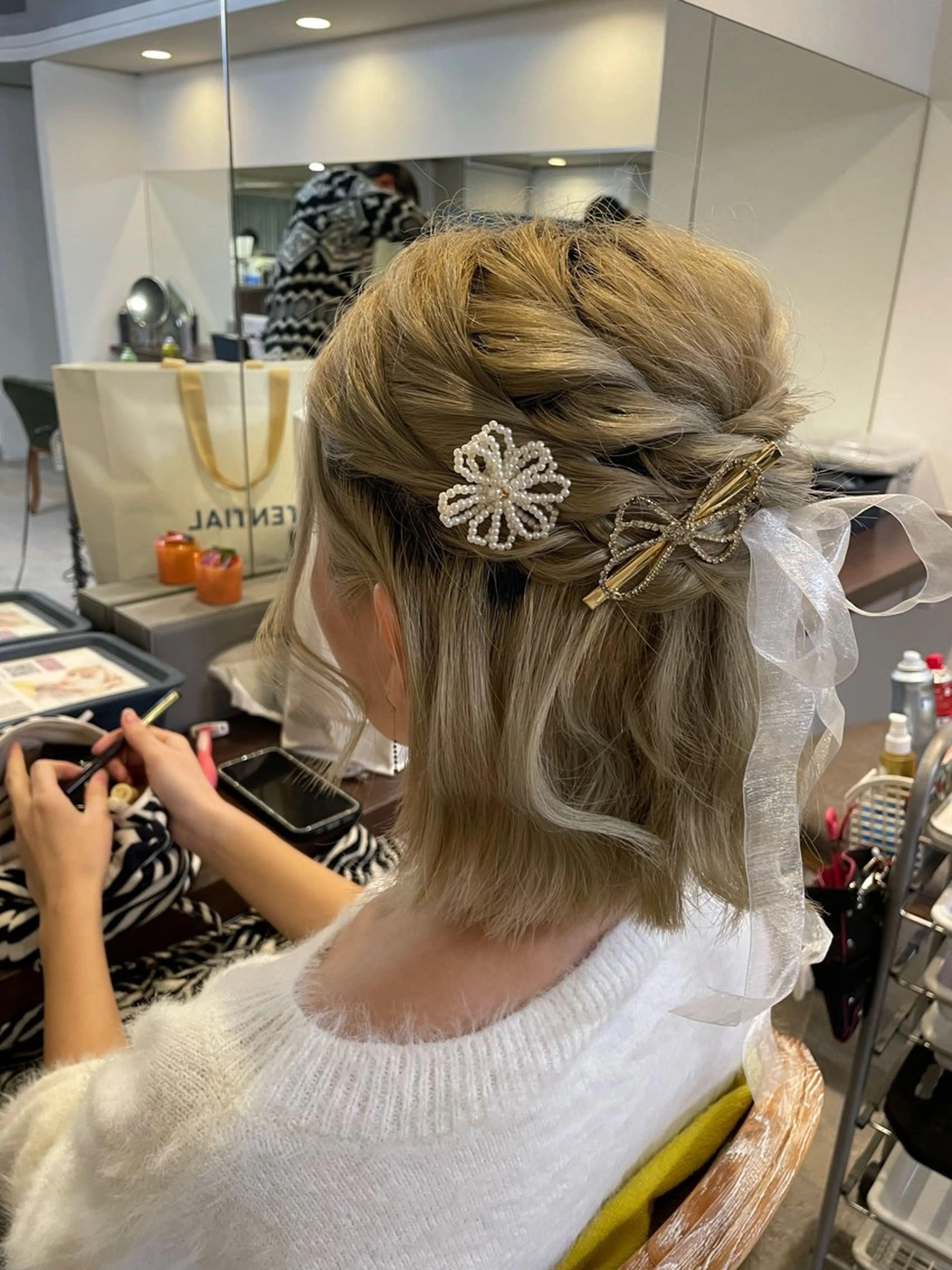 ショート ヘアアレンジ ハーフアップ ショートボブ ボブ ショートヘア 大長 一華のヘアスタイル