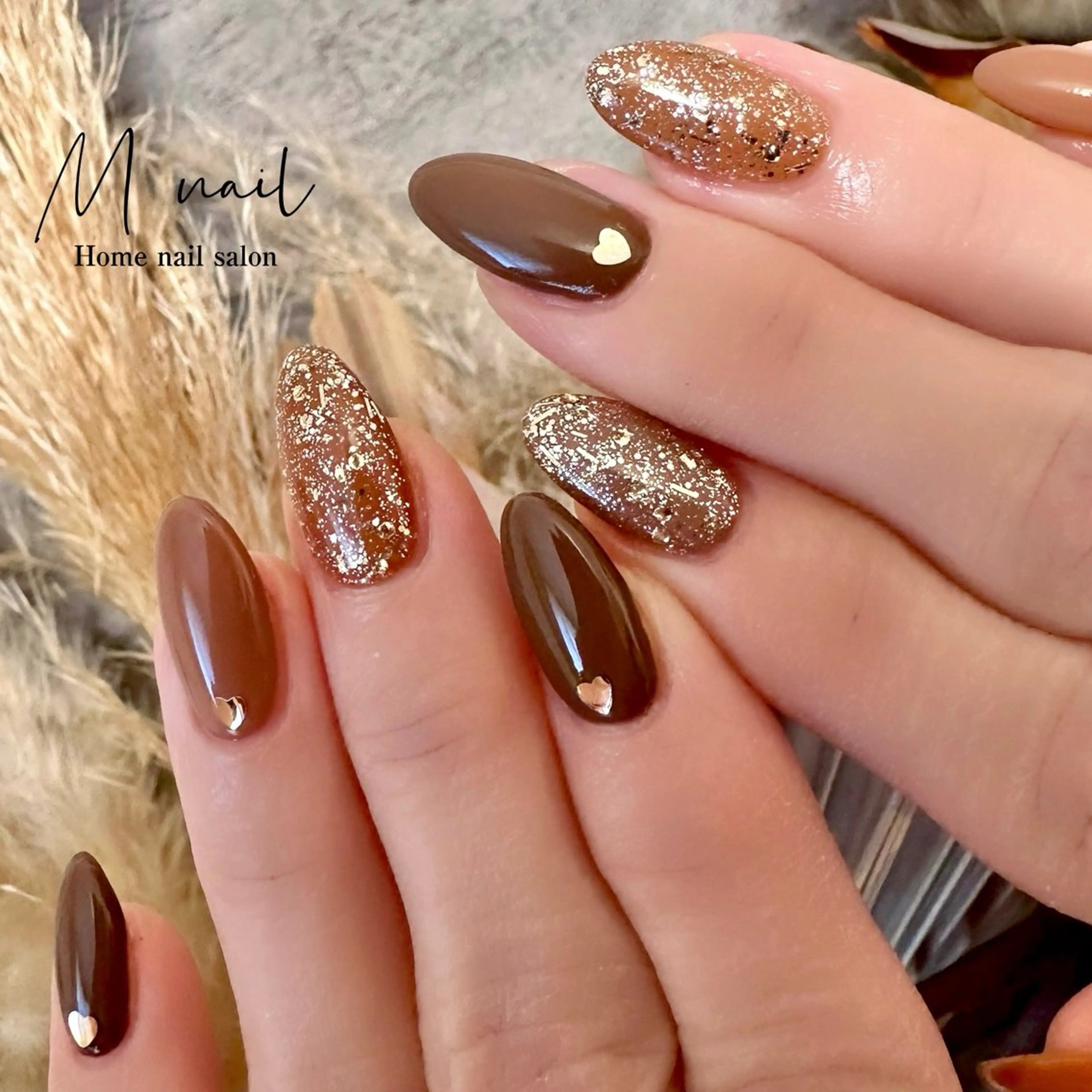 ネイル ハート バレンタイン Home salon M nailのネイルデザイン