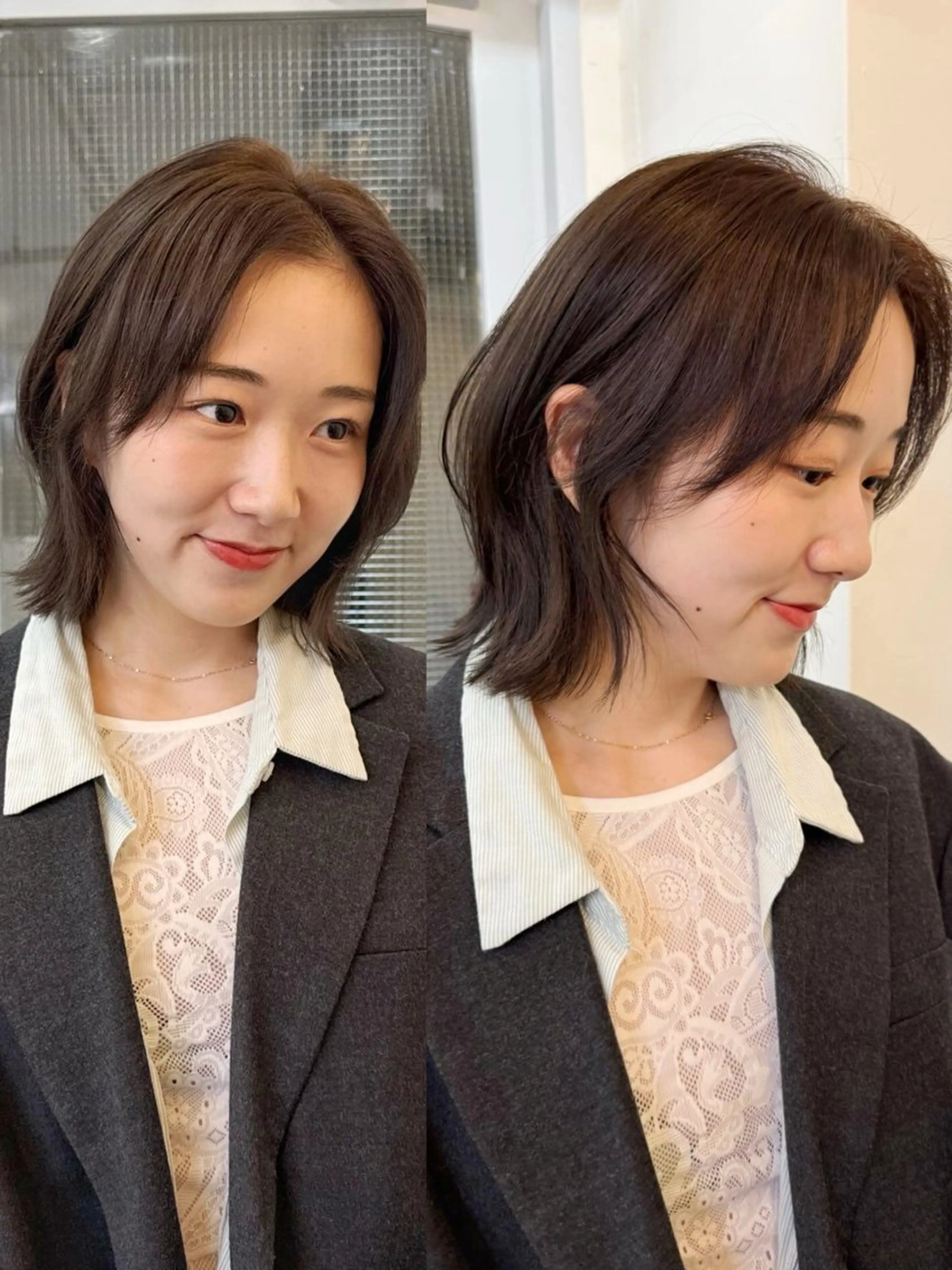 ミディアム カラー カット ヘアカラー トリートメント ‎♡アヤメ/レイヤー ボブ♡渋谷のヘアスタイル