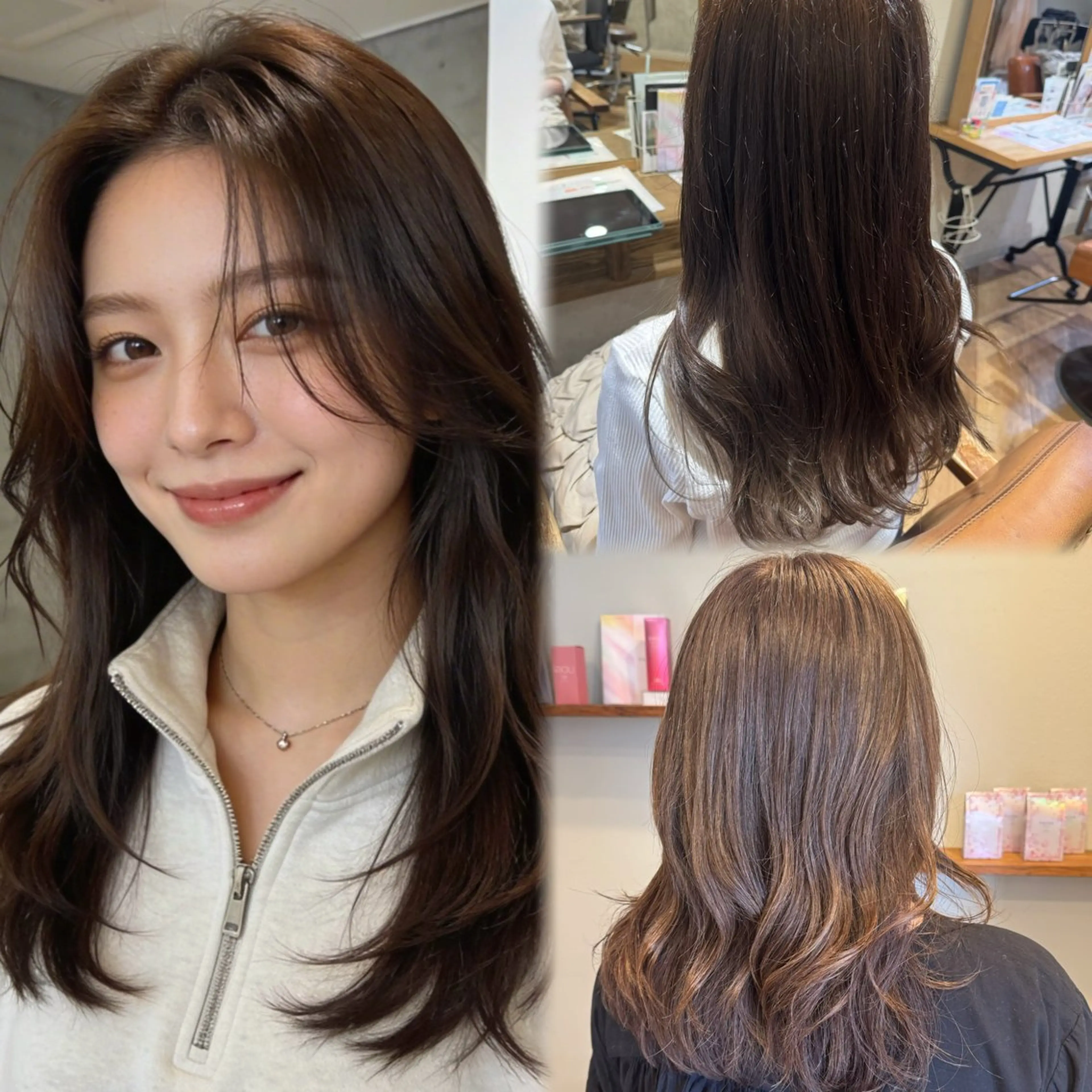 セミロング ボブ くびれヘア 顔まわりレイヤー ハイレイヤー 韓国風ヘア カット ヘアカラー トリートメント 🪞顔周りカット🪞 北里朋子のヘアスタイル