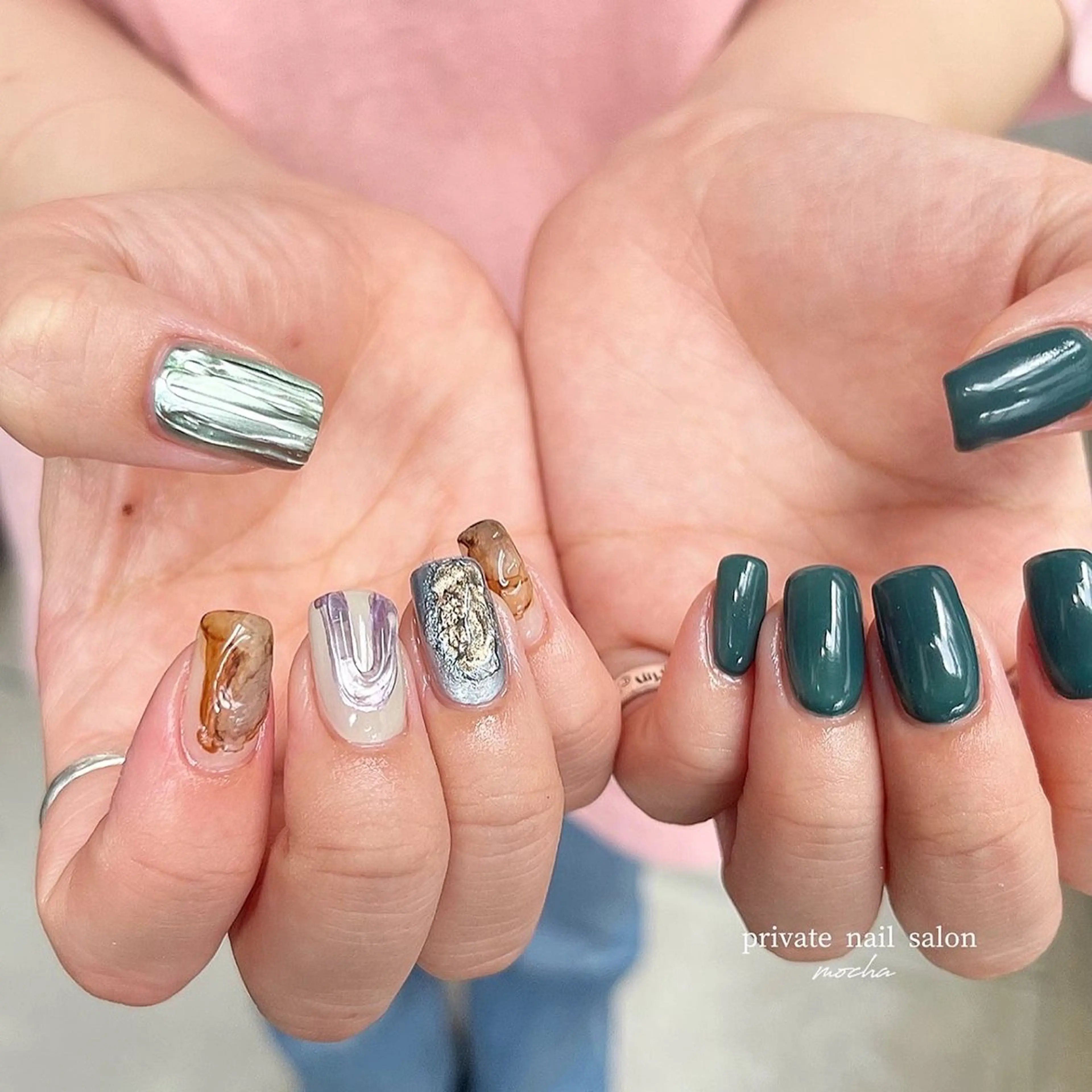ネイル アートネイル カジュアル チークネイル フレンチネイル ジェルネイル ハンドネイル mocha nailのネイルデザイン