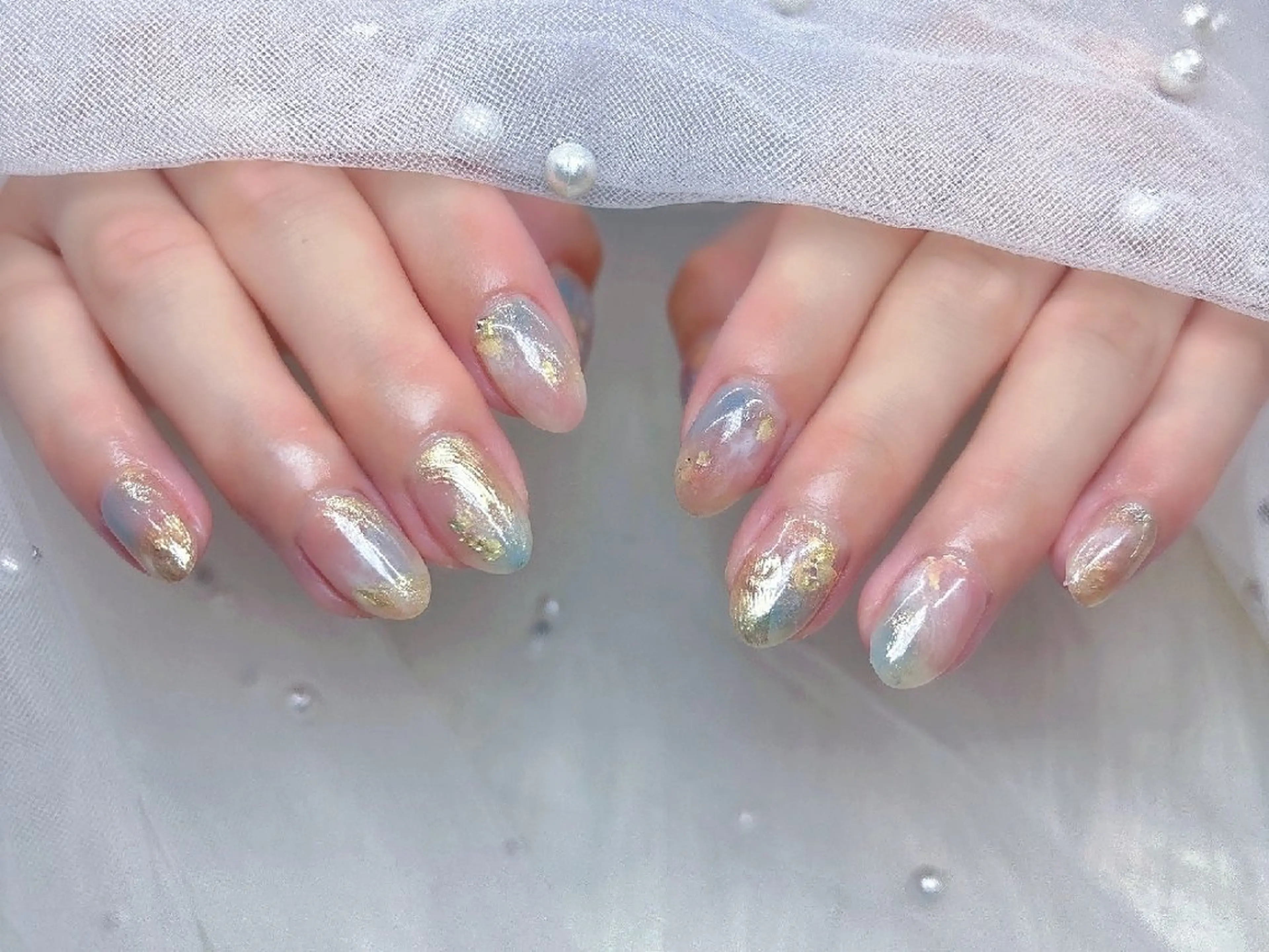 ネイル チークネイル 長さ出し フラッシュネイル フレンチネイル ジェルネイル Chouette Nailのネイルデザイン