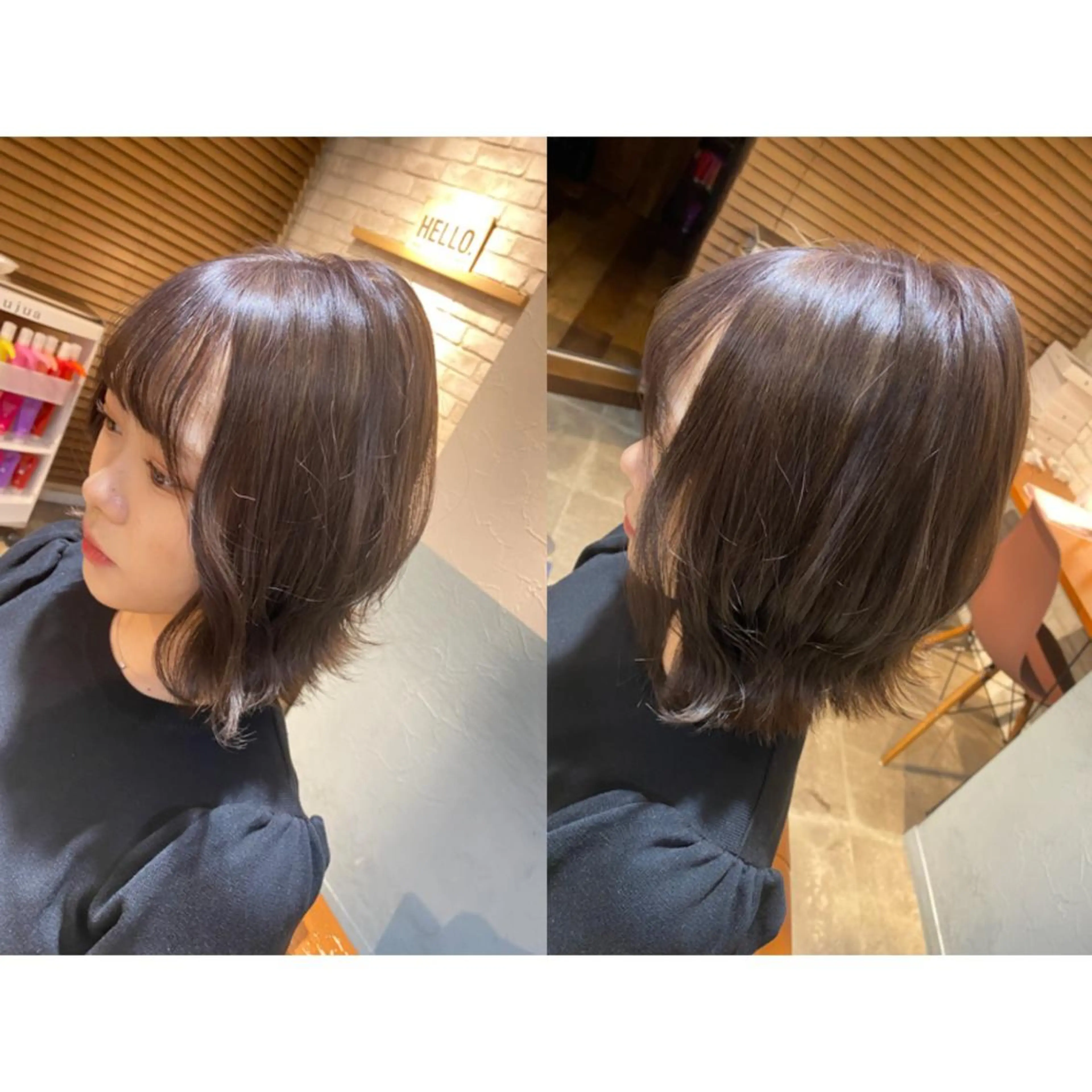 カラー ブリーチ グレージュ ラベンダーカラー ラベンダーグレージュ ラベンダーグレー カット トリートメント 🐻結んで可愛い hair EMI🐻のヘアスタイル