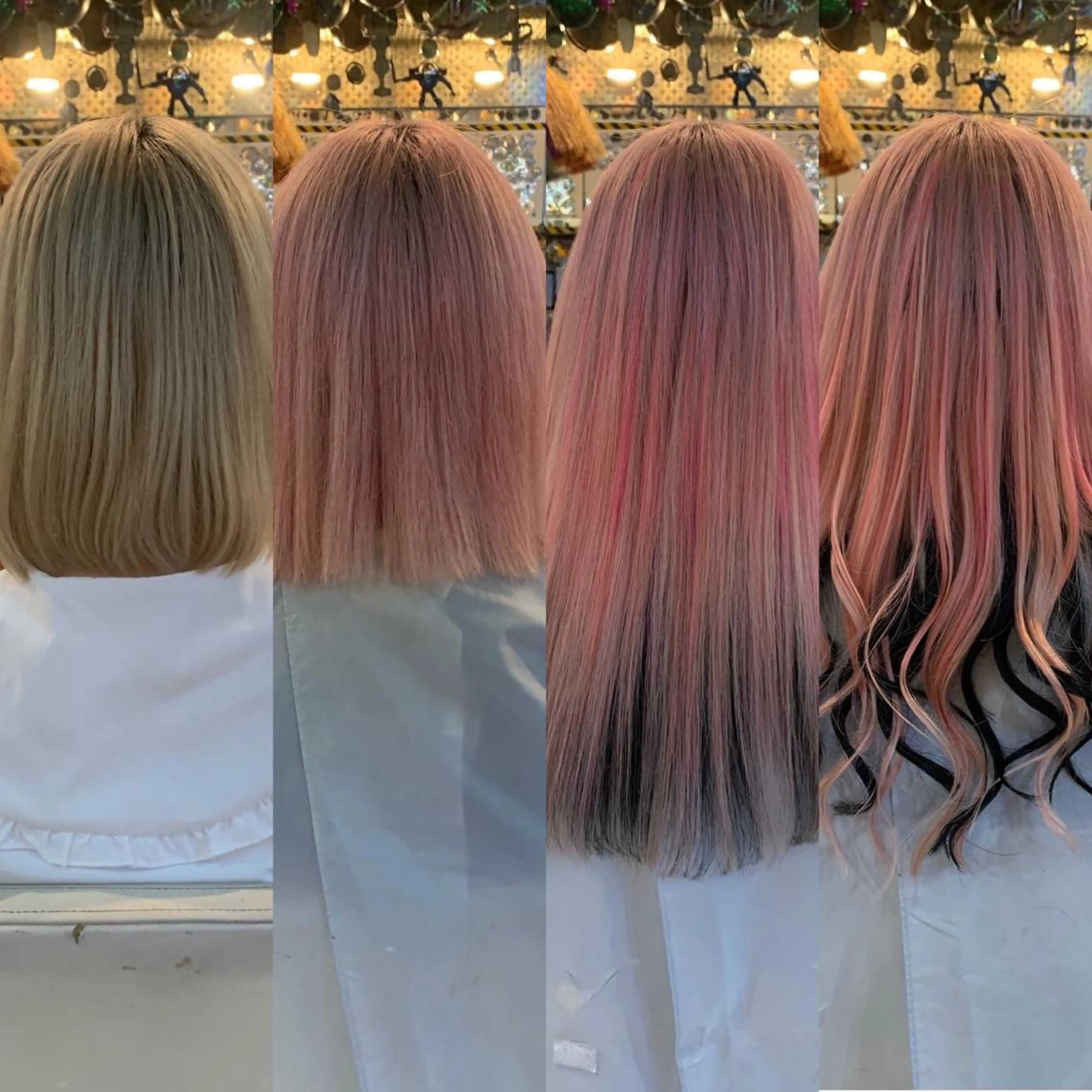 ショート カラー ヘアアレンジ 編み込みエクステ ピンクカラー エクステ 🌈派手髪エクステ ブレイズ🌈ひろとのヘアスタイル