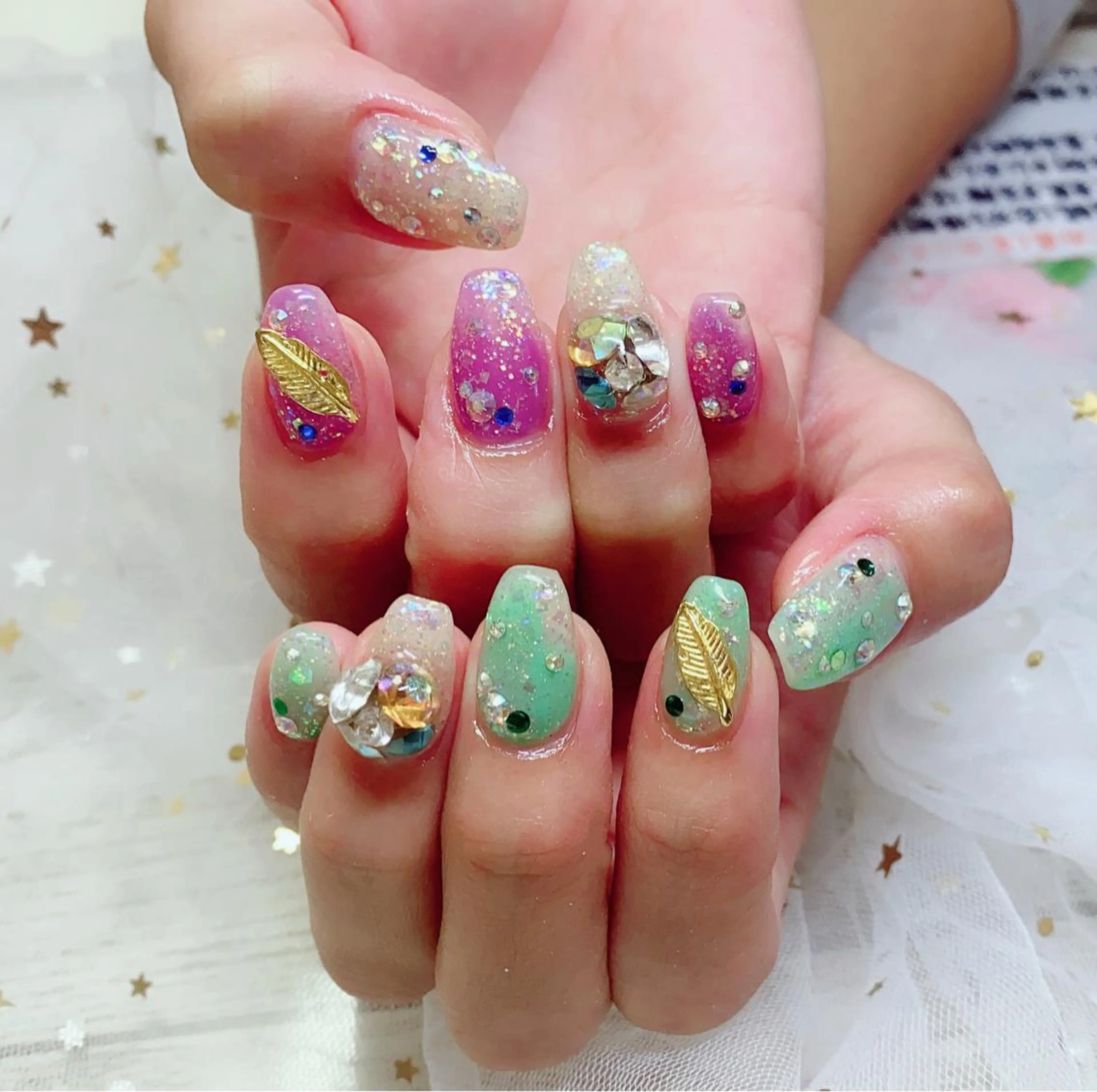 カラー ネイル 長さ出し Q Free nailsのネイルデザイン