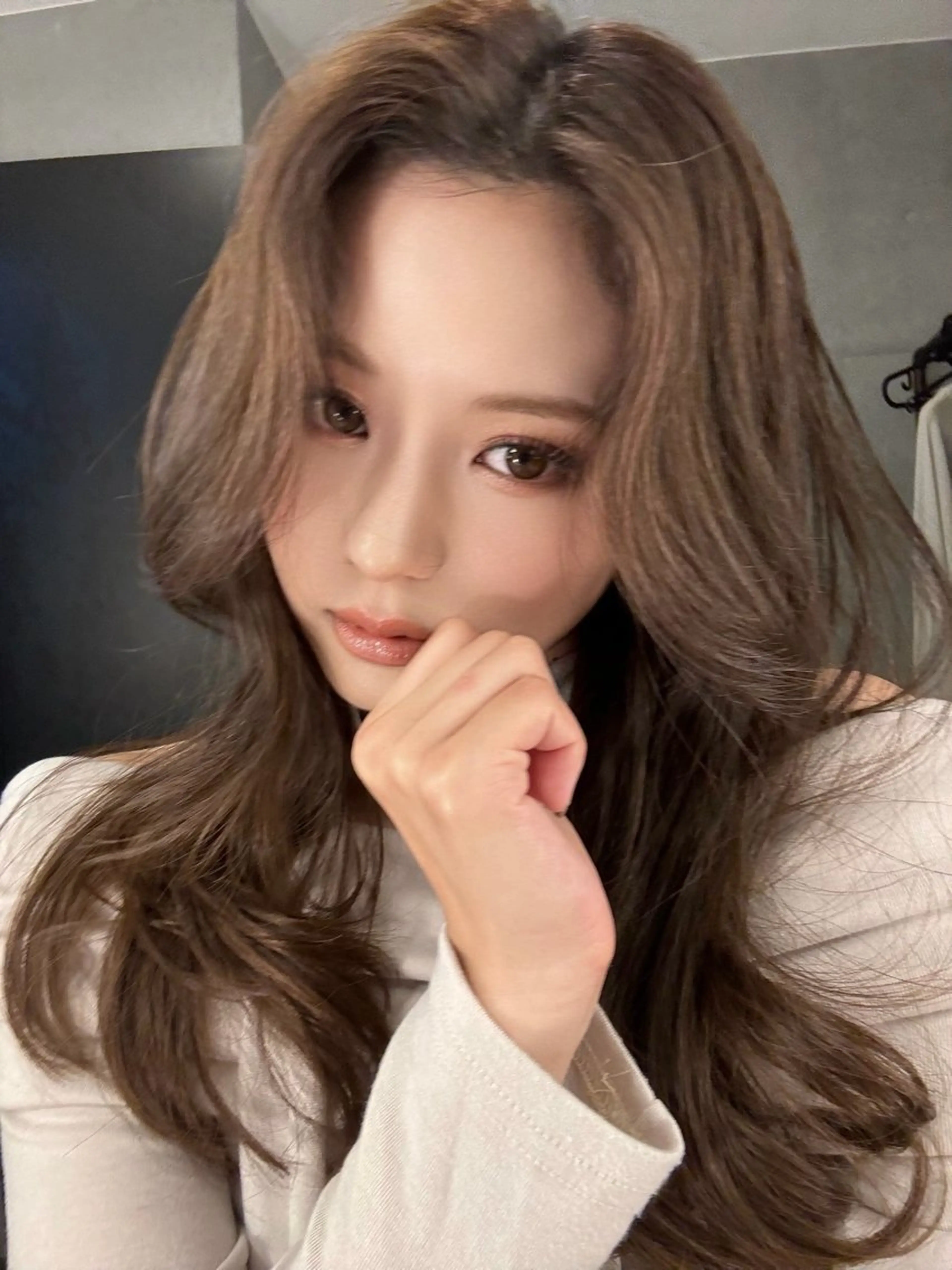 ロング カラー カット ヘアカラー トリートメント リアル上品盛れ/ 韓国ヘア/モモ/横浜のヘアスタイル