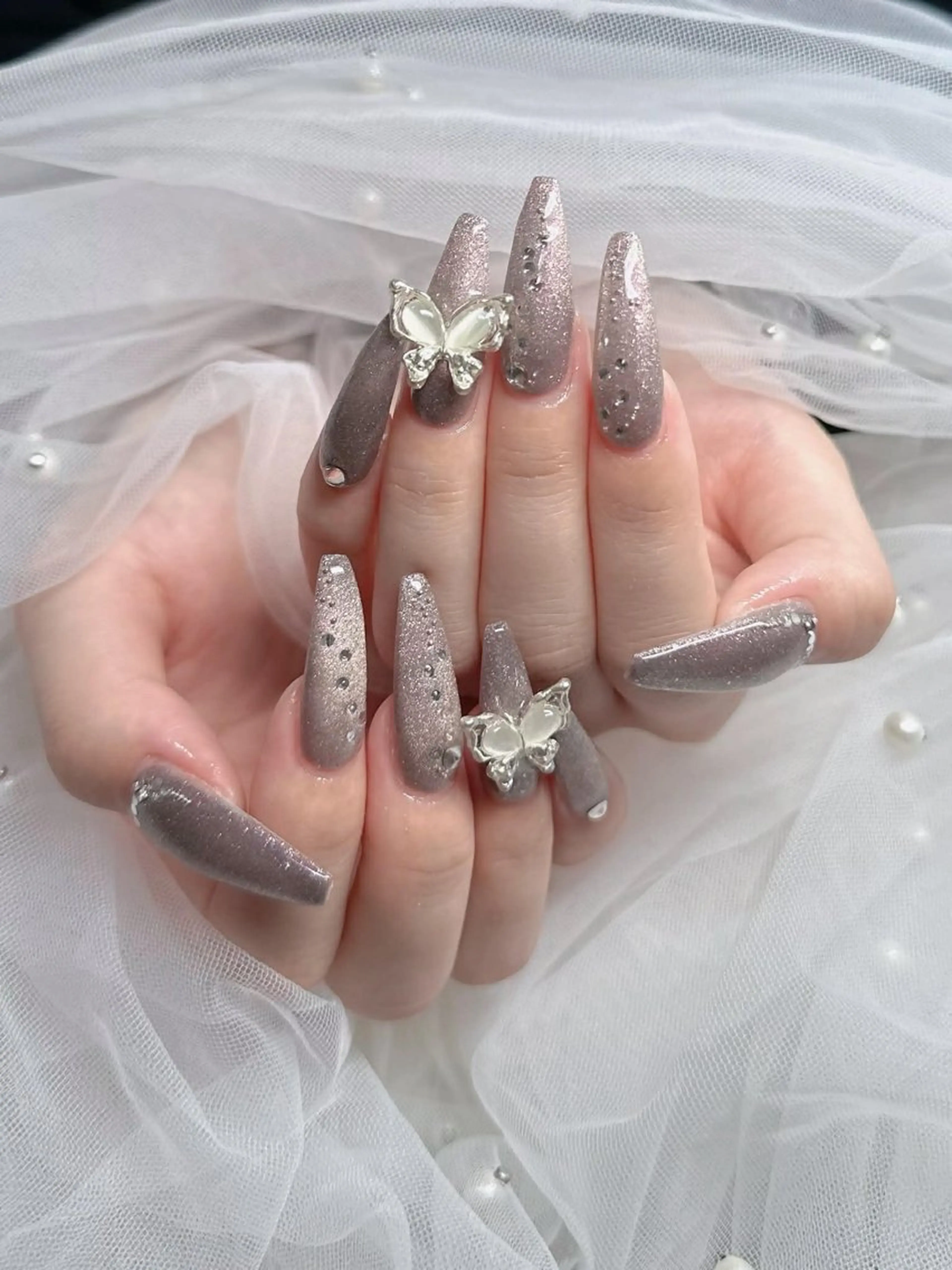 ネイル フレンチネイル ジェルネイル ガラスフレンチ ハロウィン ハート ハンドネイル H.baby Nail Salonのネイルデザイン