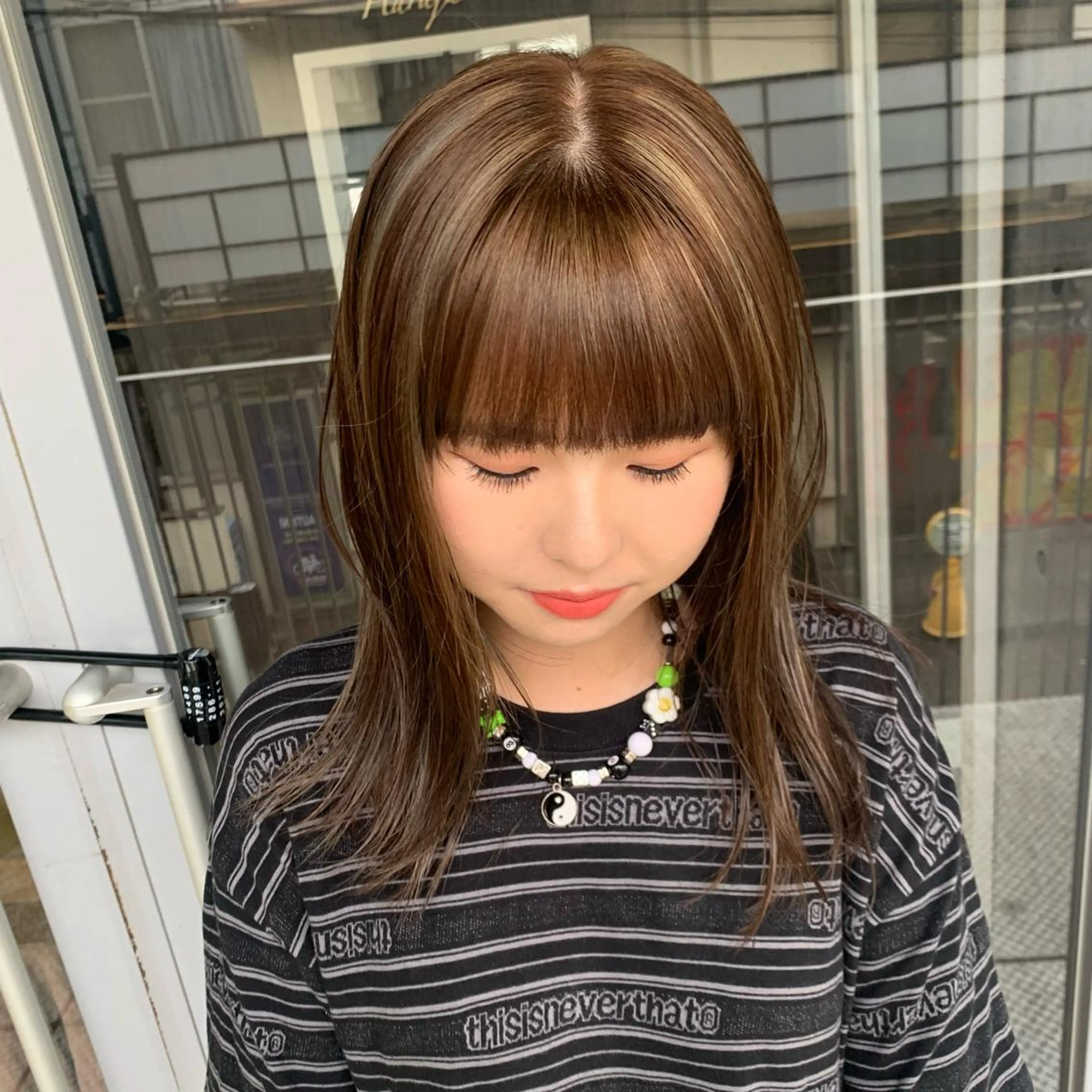 ミディアム ハイライト カット 縮毛矯正 No1韓国風レイヤー &カチモリ✨ /サキのヘアスタイル