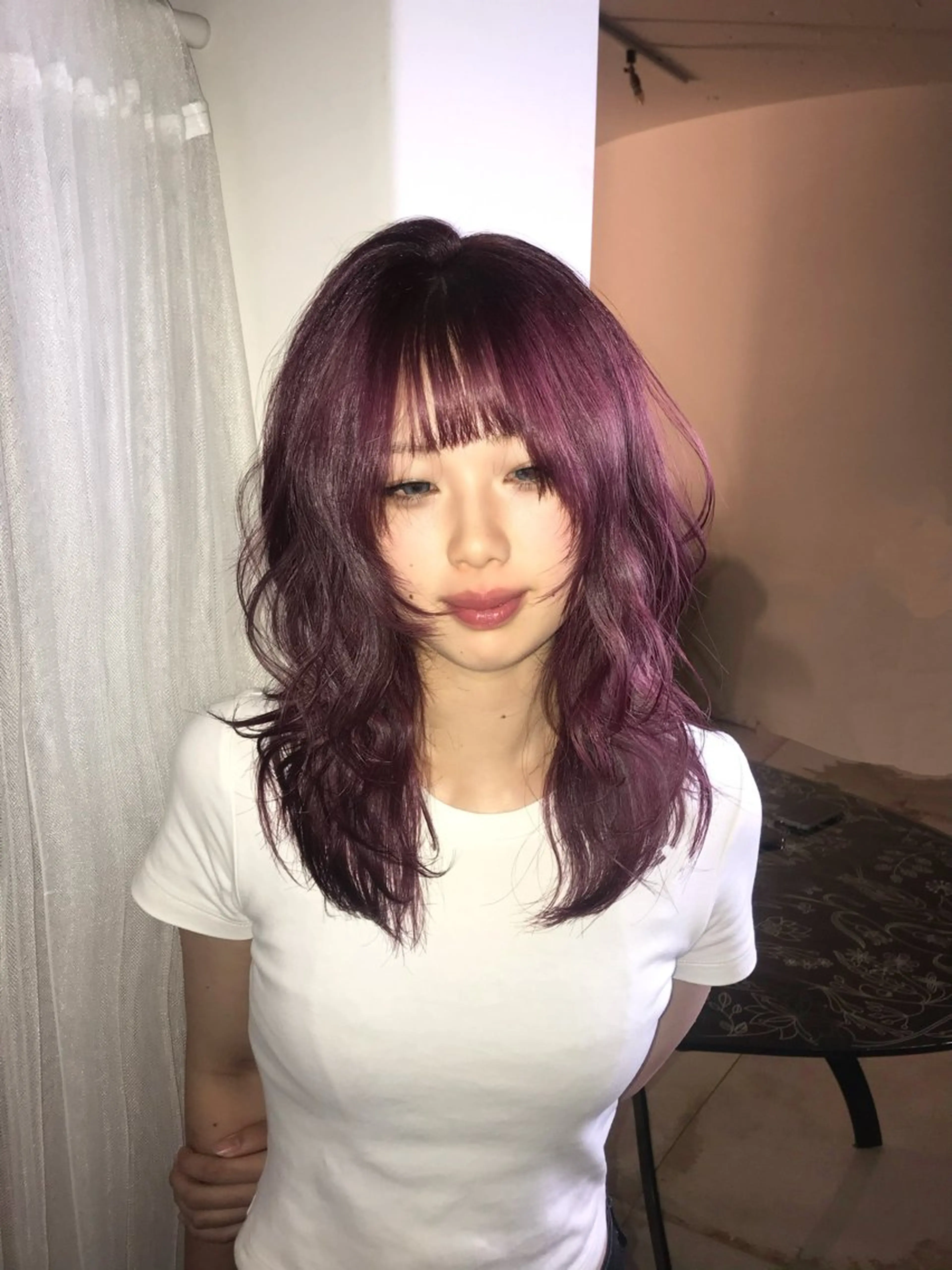 セミロング カラー ヘアアレンジ HARUNA/原宿/ デザイン/カットのヘアスタイル