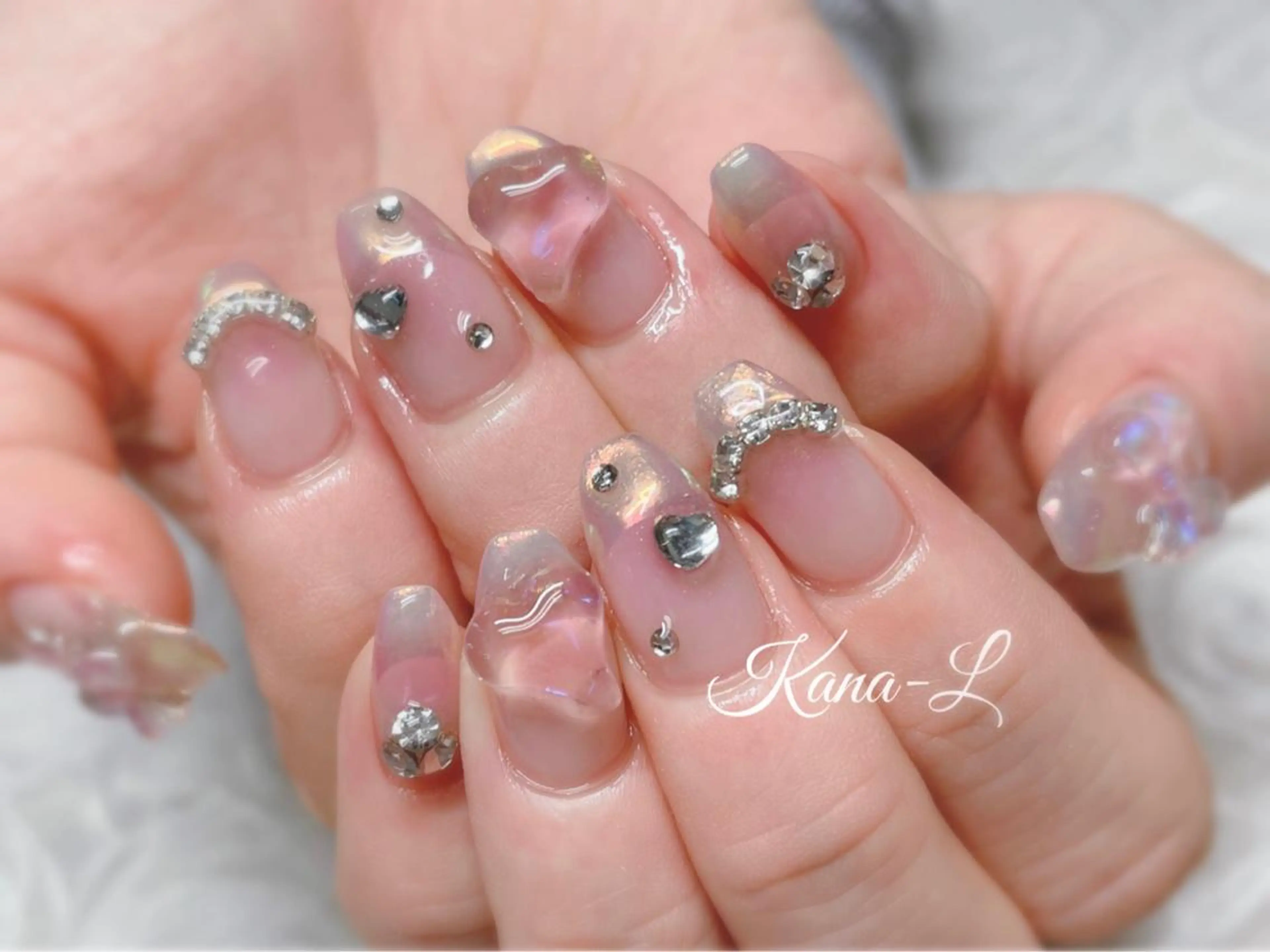 カラー ネイル オーロラネイル フレンチネイル ハート キラキラネイル 韓国ネイル 芦辺 香奈のネイルデザイン