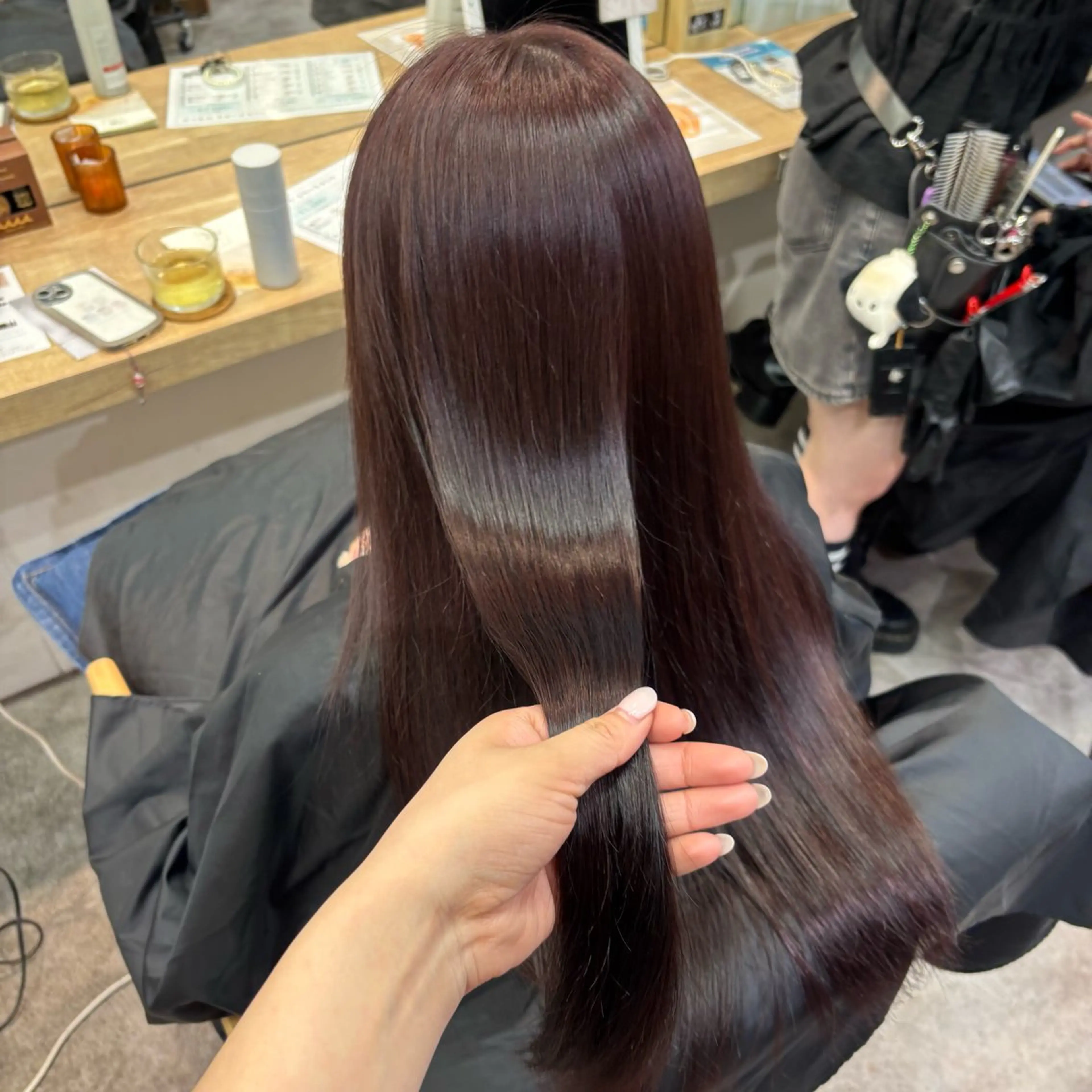 カラー カシス 透明感カラー ラベンダーカラー ピンクカラー ピンクラベンダー 艶感カラー/オリーブ アレンジ：♡のヘアスタイル
