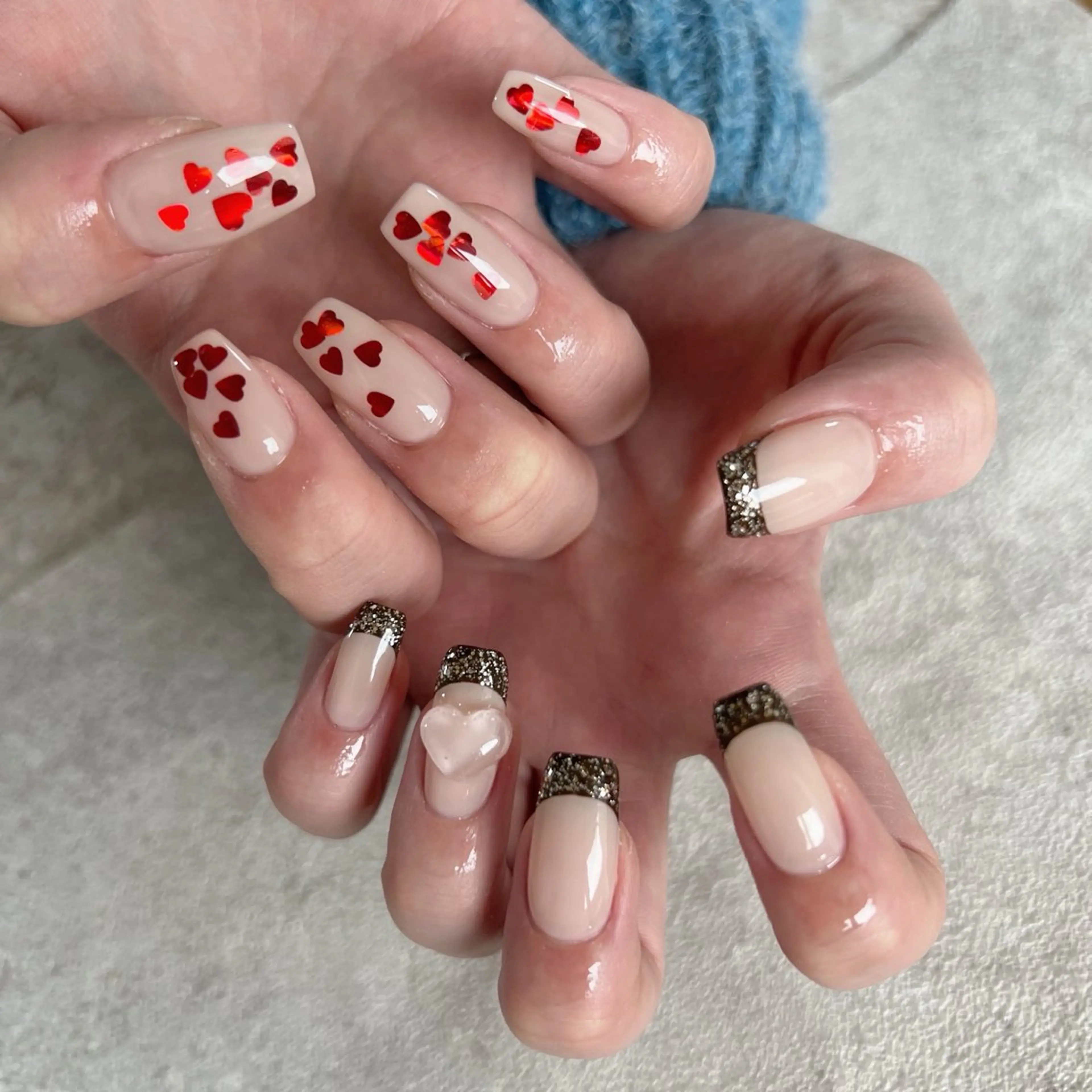 ネイル クリアネイル ハート ハンドネイル 川端 京香のネイルデザイン
