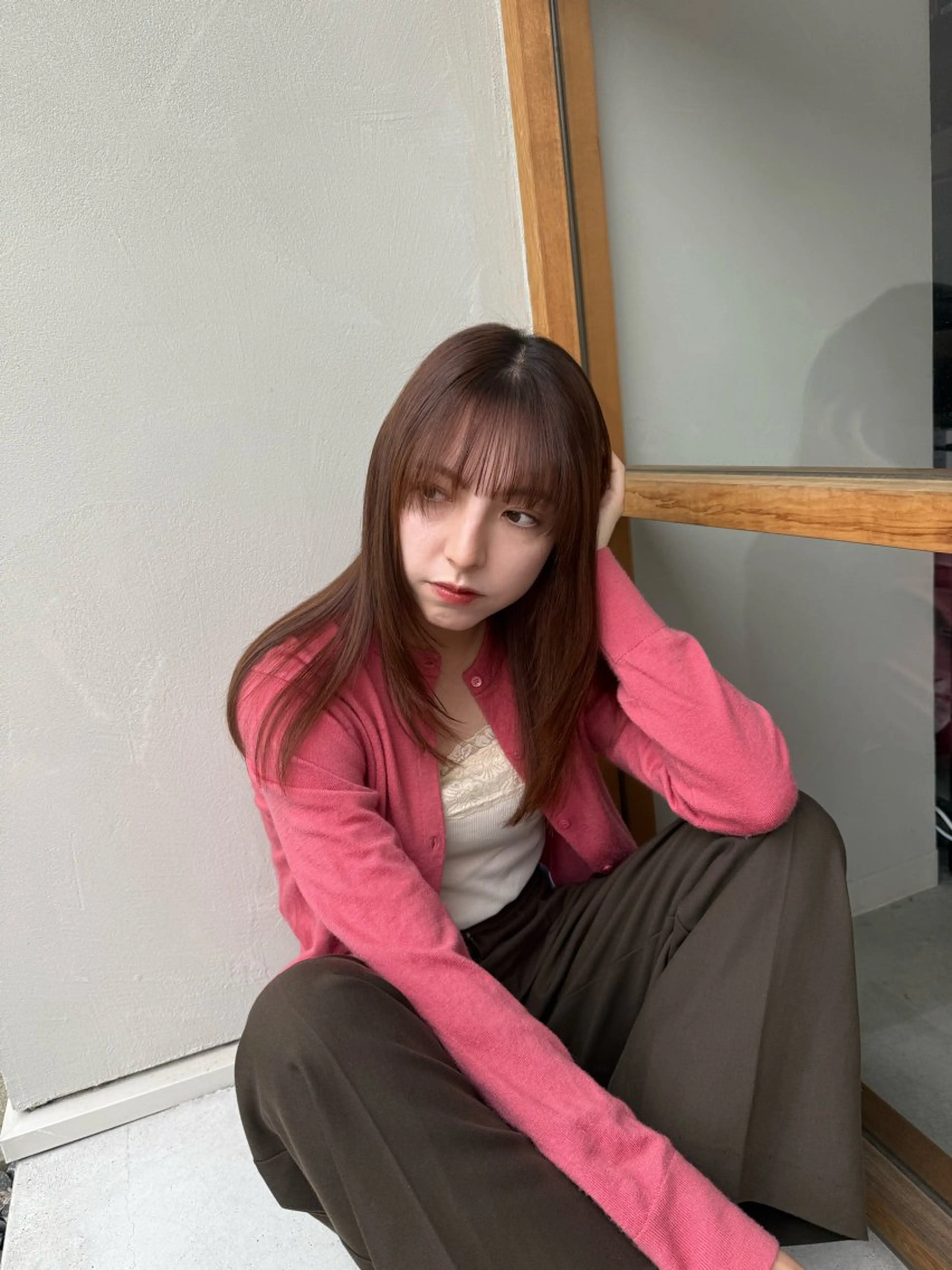 セミロング 一宮　　透明感カラー 髪質改善　ヘッドスパのヘアスタイル