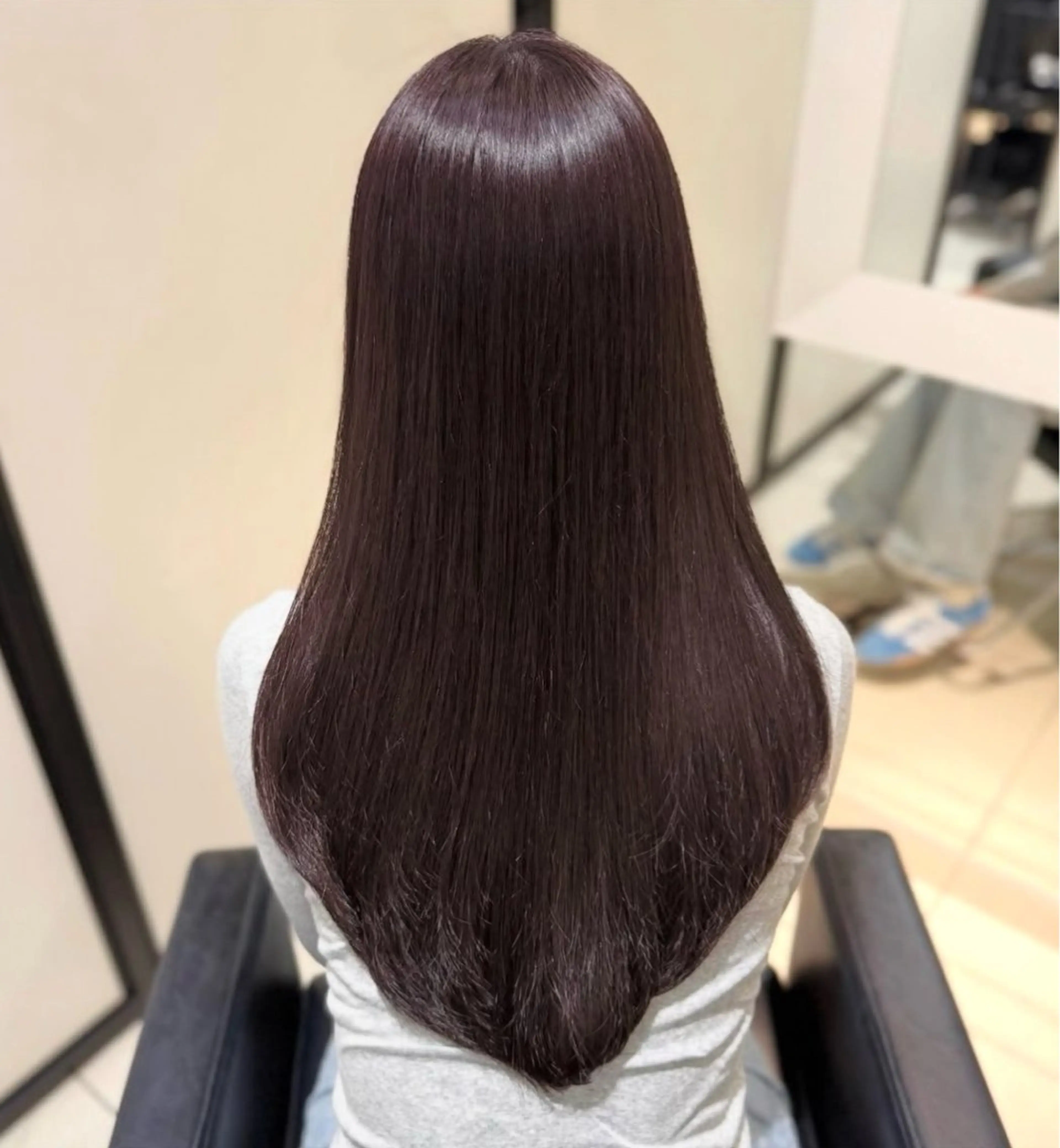 ロング カラー カシス ラベンダーカラー カット ヘアカラー トリートメント グレージュ/レイヤー /韓国ヘア/RISAのヘアスタイル