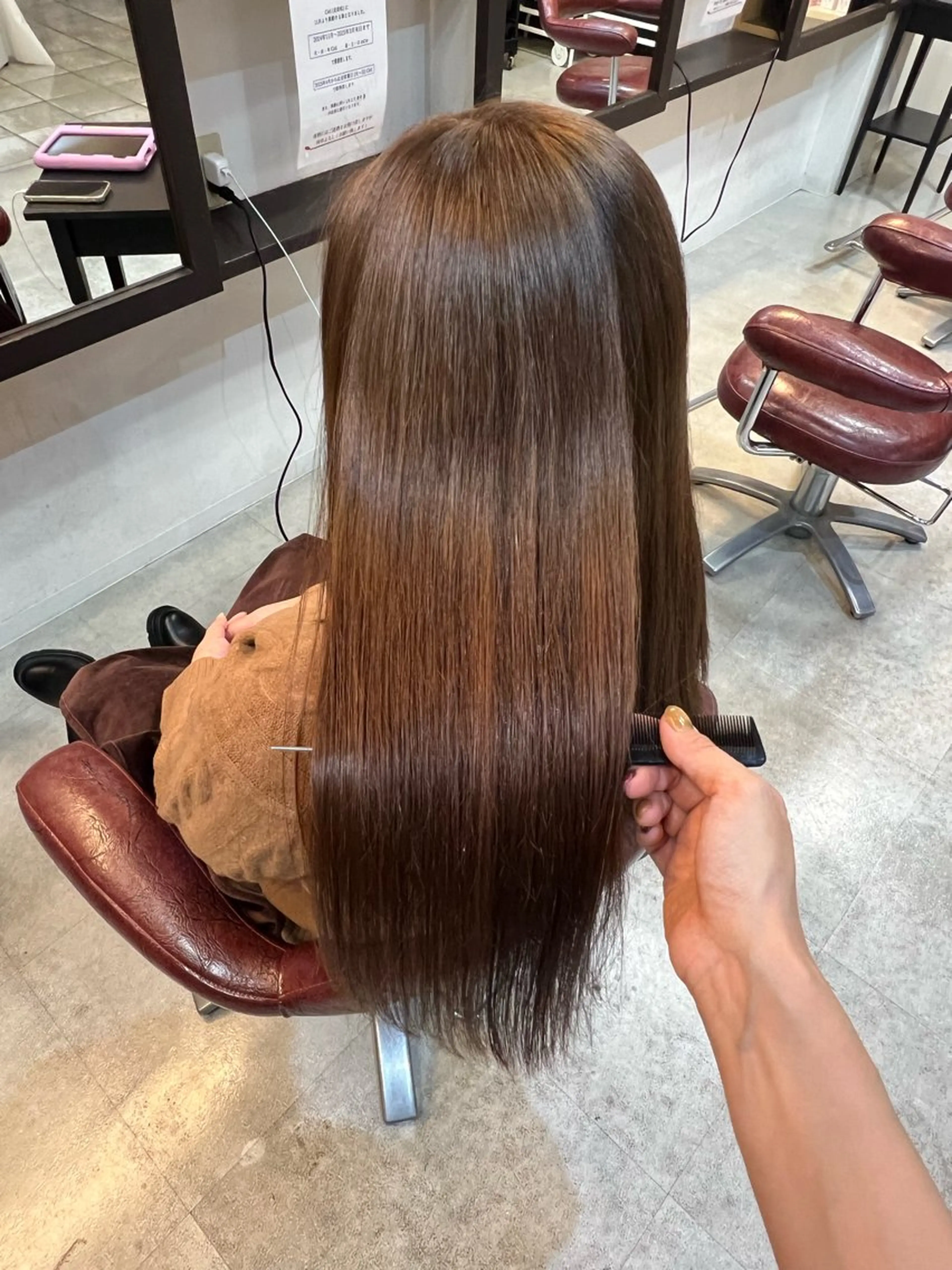 ロング カラー ブラウンカラー ココアブラウン 吉岡 なみのヘアスタイル