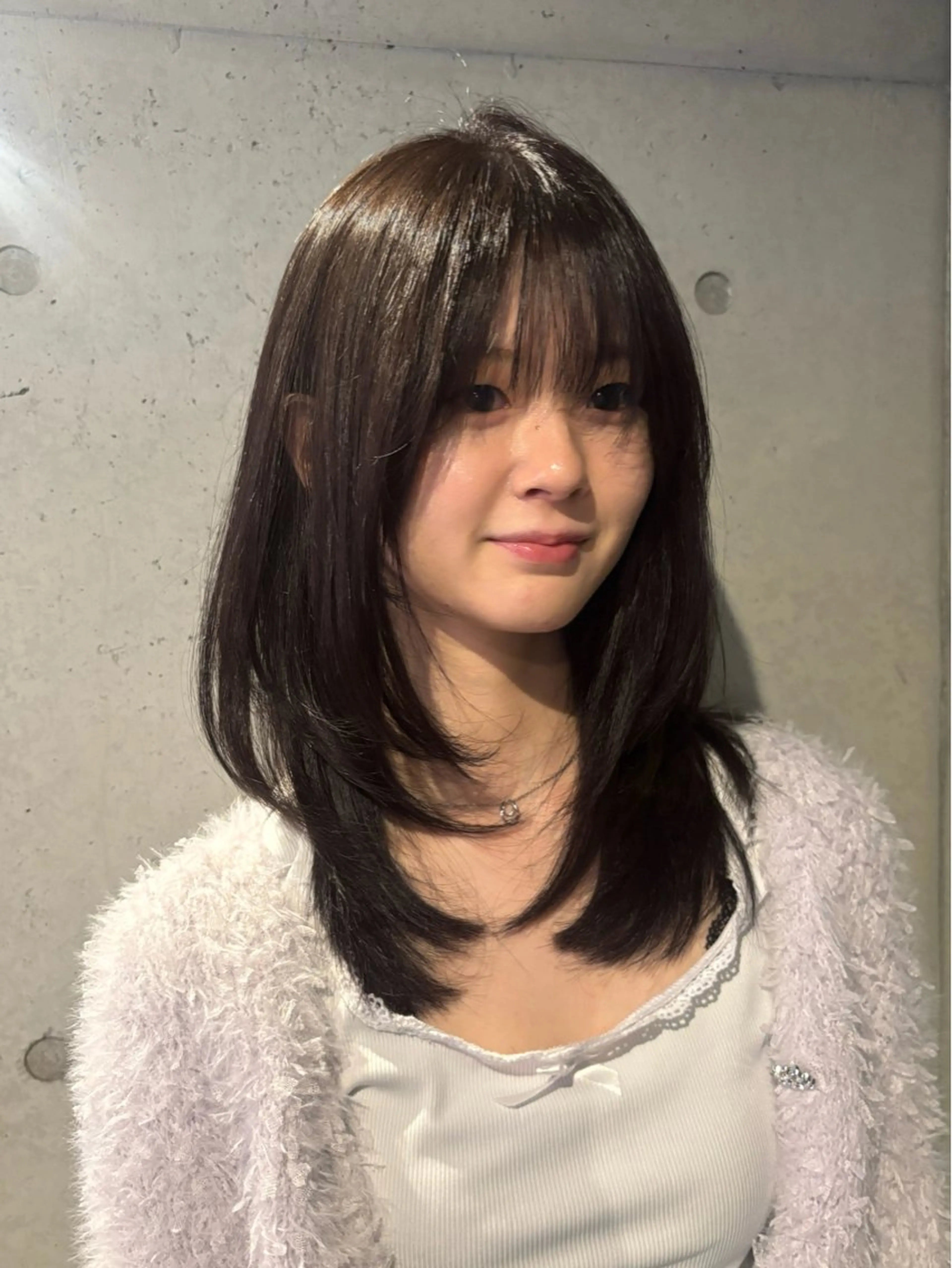 ミディアム カラー カット ヘアカラー トリートメント 韓国ヘア/wカラー レイヤー/RIN🎀のヘアスタイル