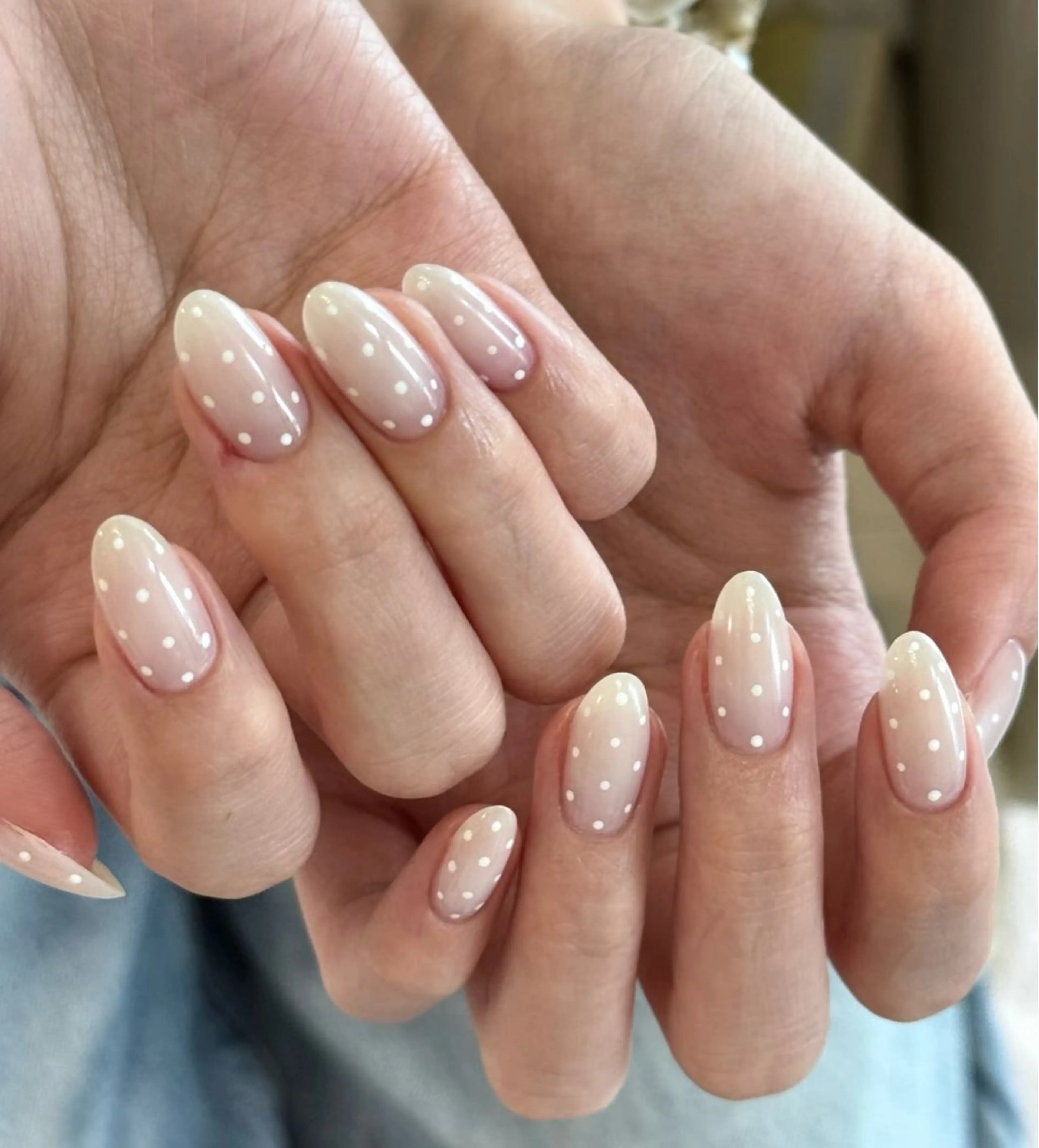 ネイル アートネイル オーロラネイル チークネイル 長さ出し フレンチネイル ハンドネイル Yumi Nail Seiのネイルデザイン