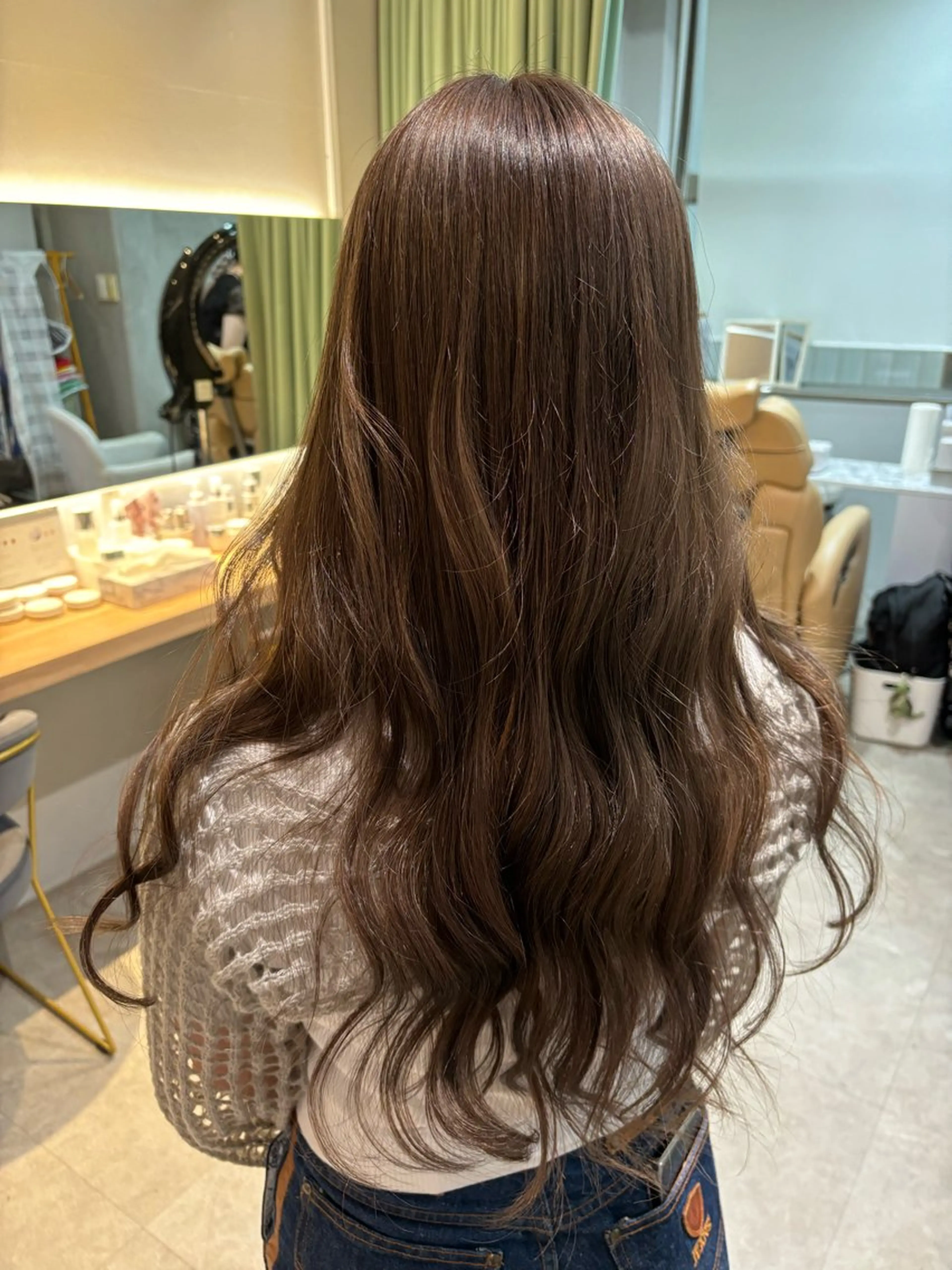 ロング カラー ブリーチ グレージュ ヘアカラー りあの🎀 /暖色カラー🍒のヘアスタイル