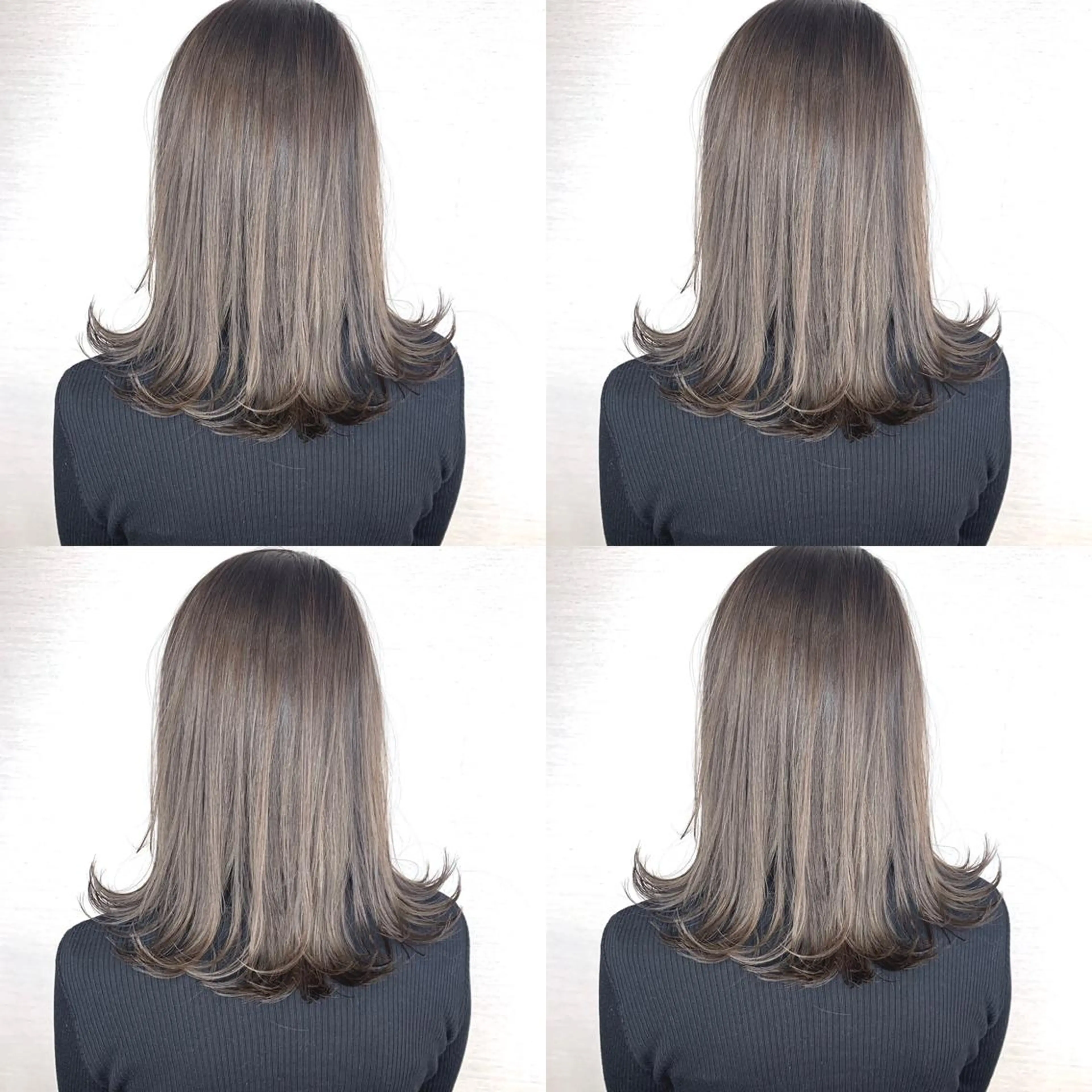 セミロング カラー 韓国レイヤーカット/ ダブルカラーのヘアスタイル