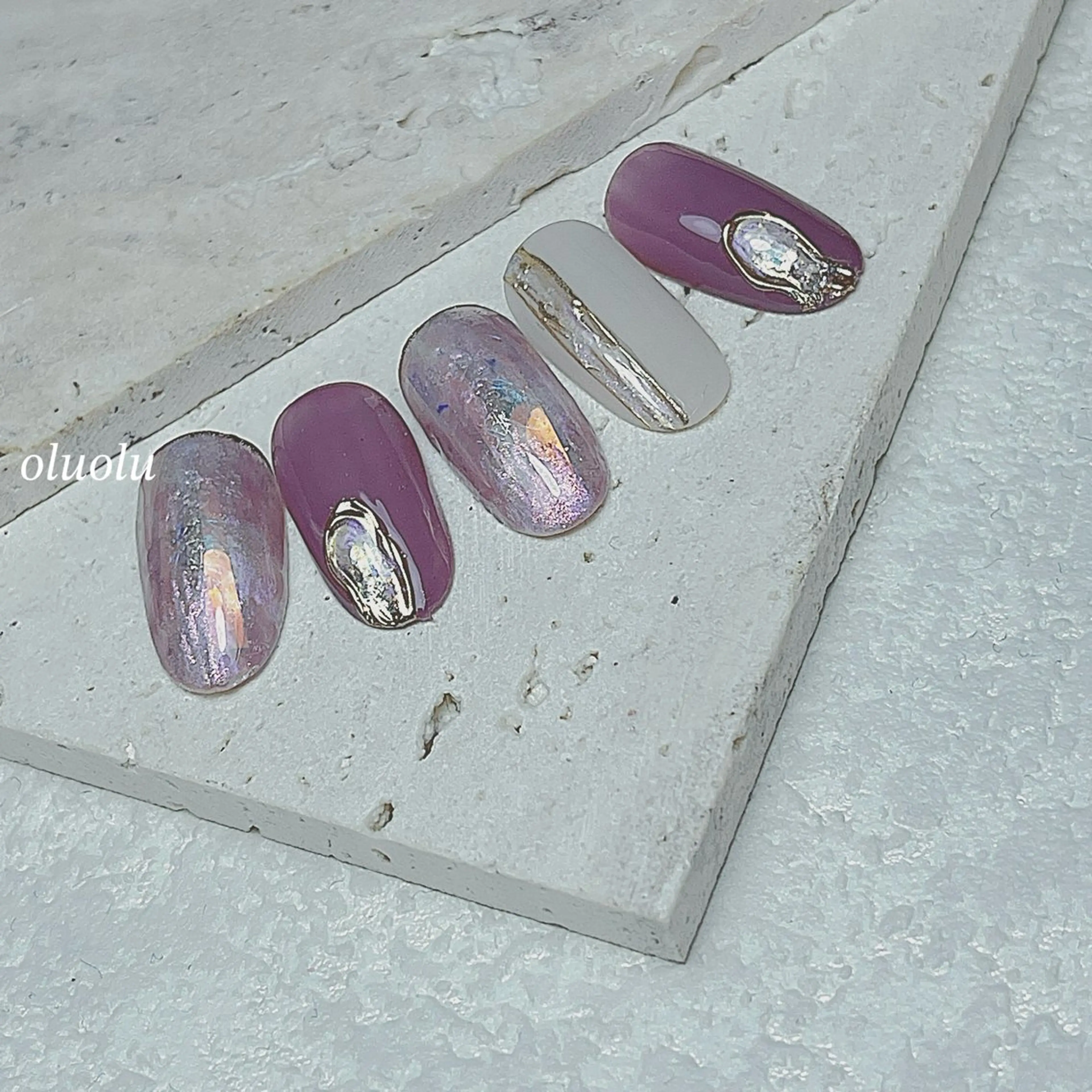 ネイル アートネイル オーロラネイル フットネイル キラキラネイル ニュアンスネイル ハンドネイル 大村 紬華のネイルデザイン