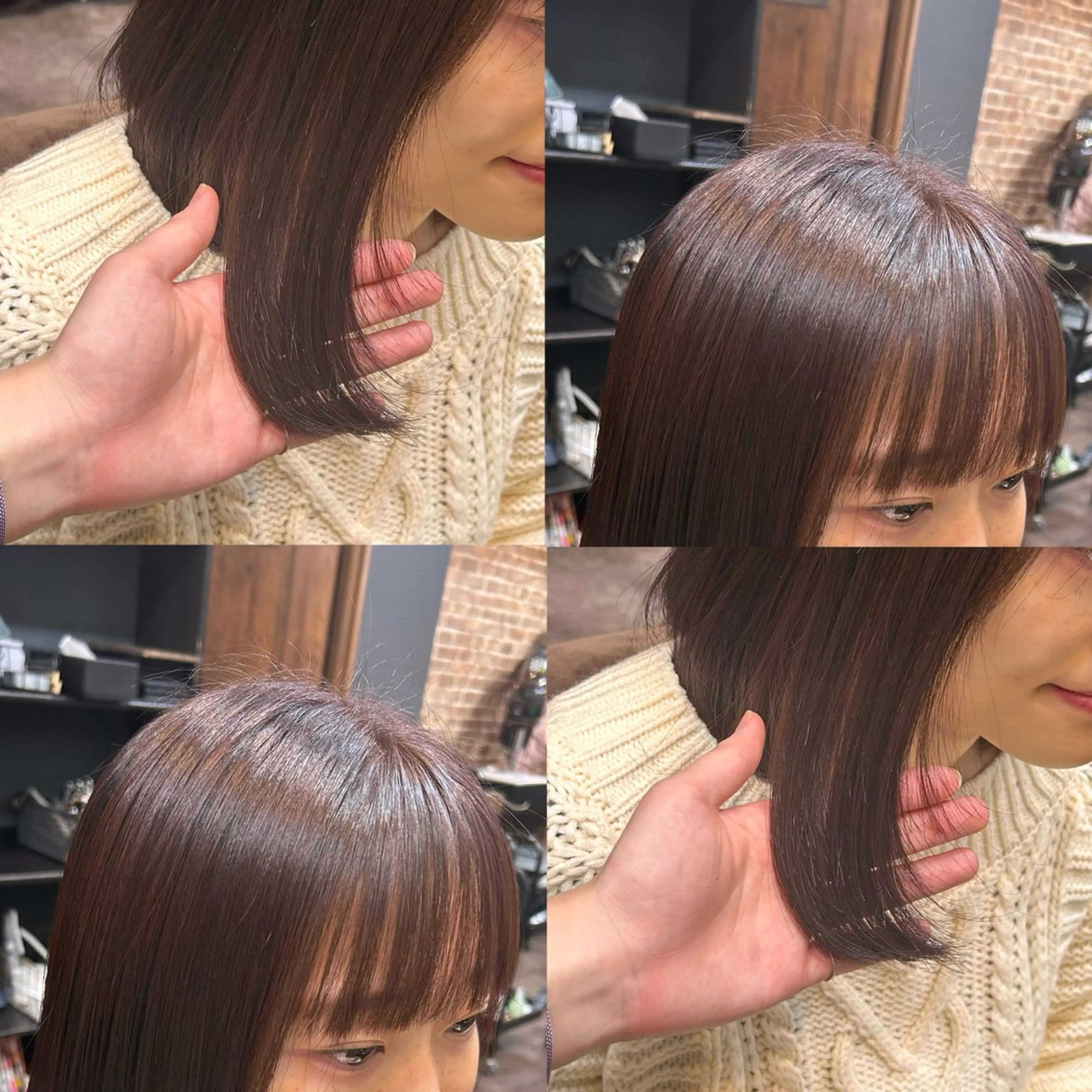 ミディアム カラー ラベンダーカラー ピンクカラー 顔周りカット レイヤーカット HONAMI ．のヘアスタイル