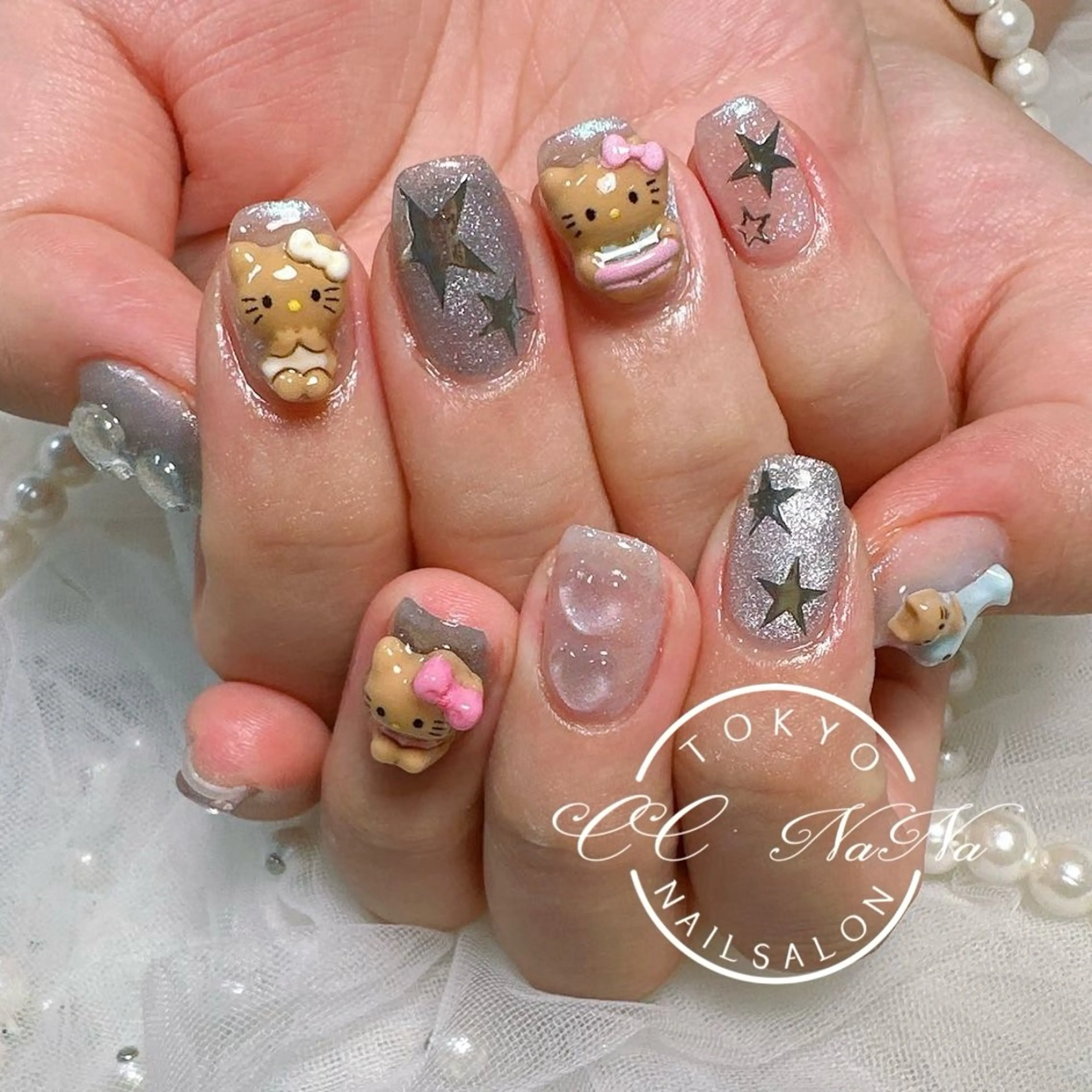 ネイル アートネイル チークネイル フラッシュネイル ハート キラキラネイル ハンドネイル 💎CC・NaNa 韓国風ネイル🌙Cのネイルデザイン