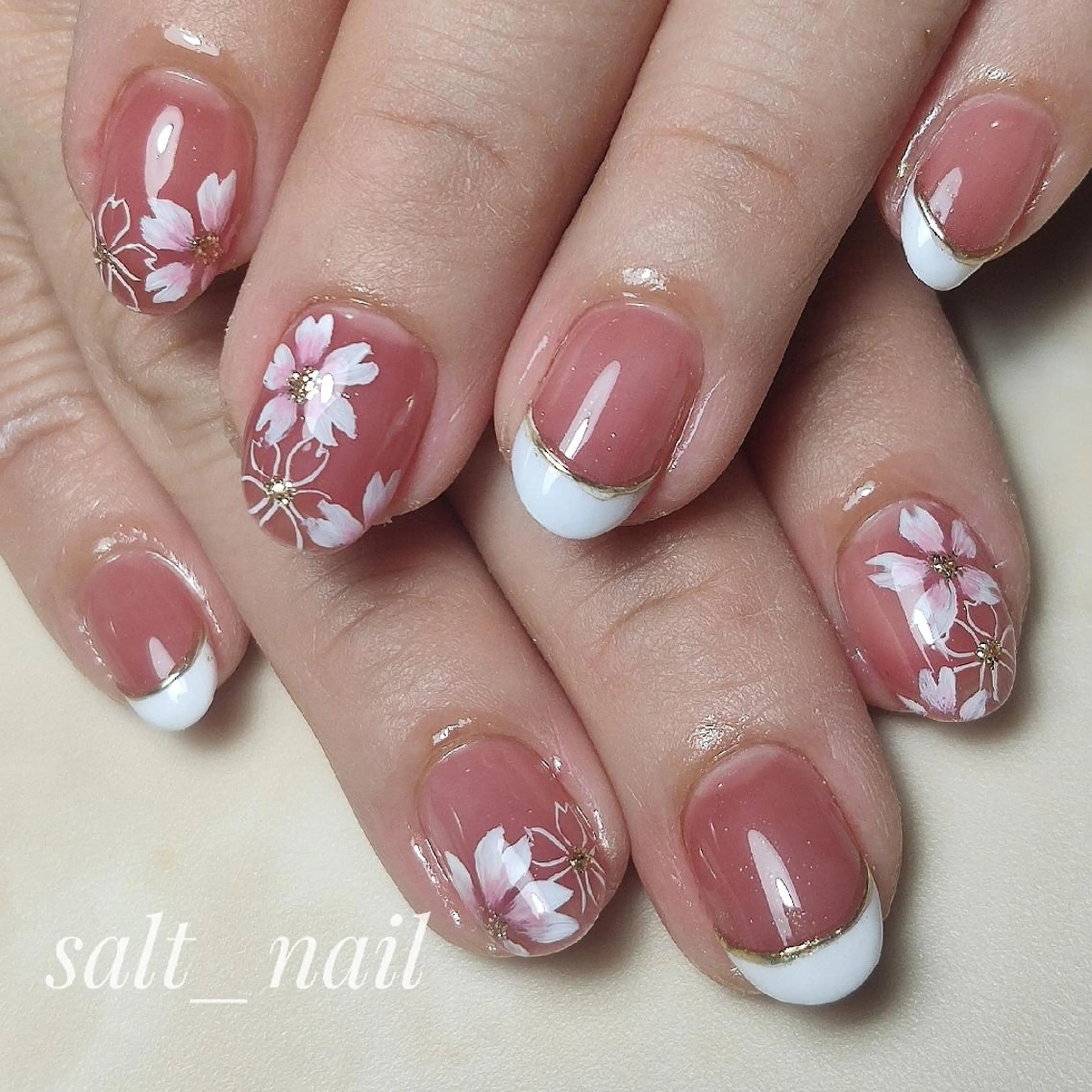 ネイル 桜ネイル ハンドネイル 個人サロン saltnailのネイルデザイン