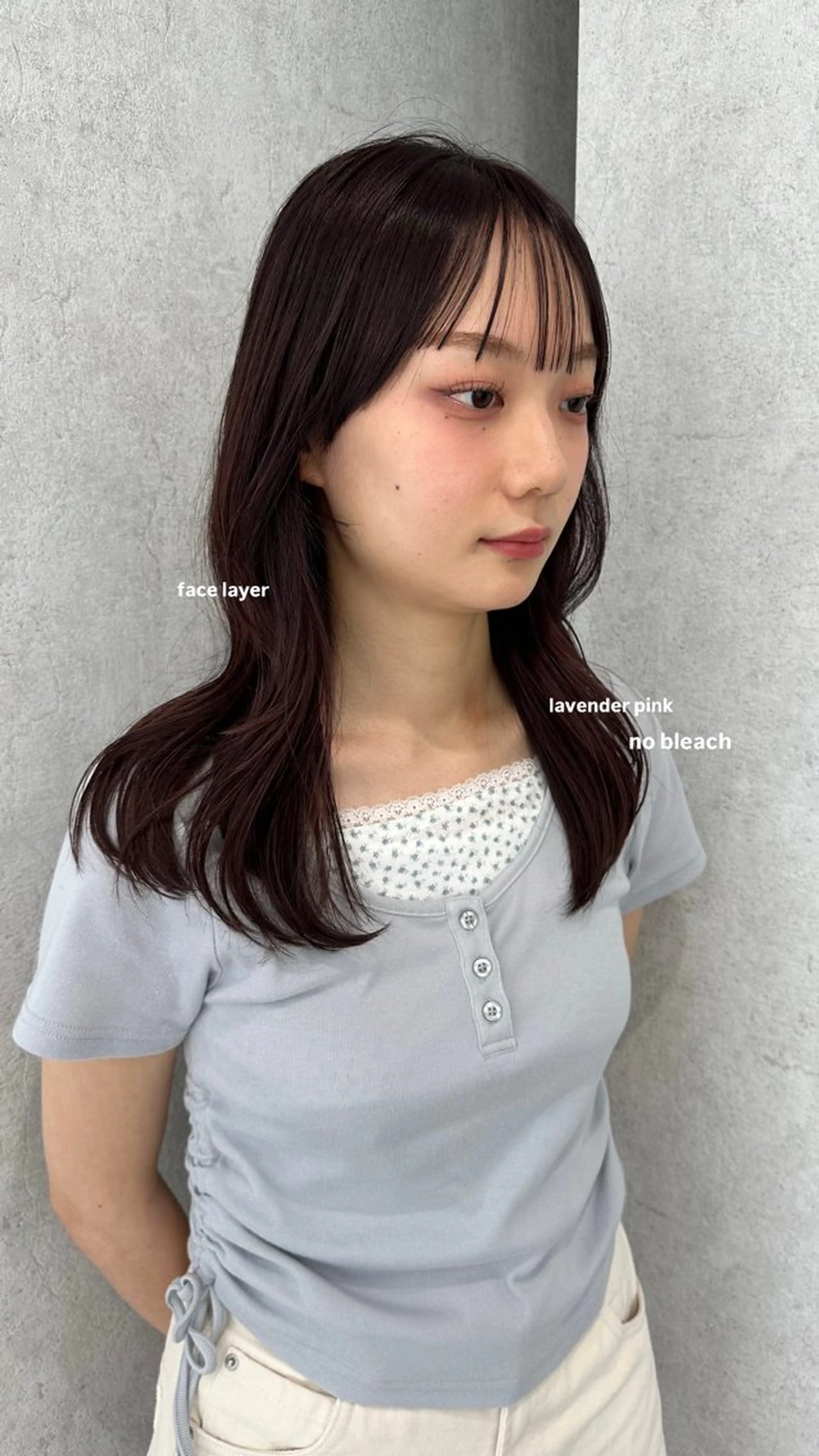 ミディアム カラー 韓国レイヤーカット/ 艶カラー/ noaのヘアスタイル