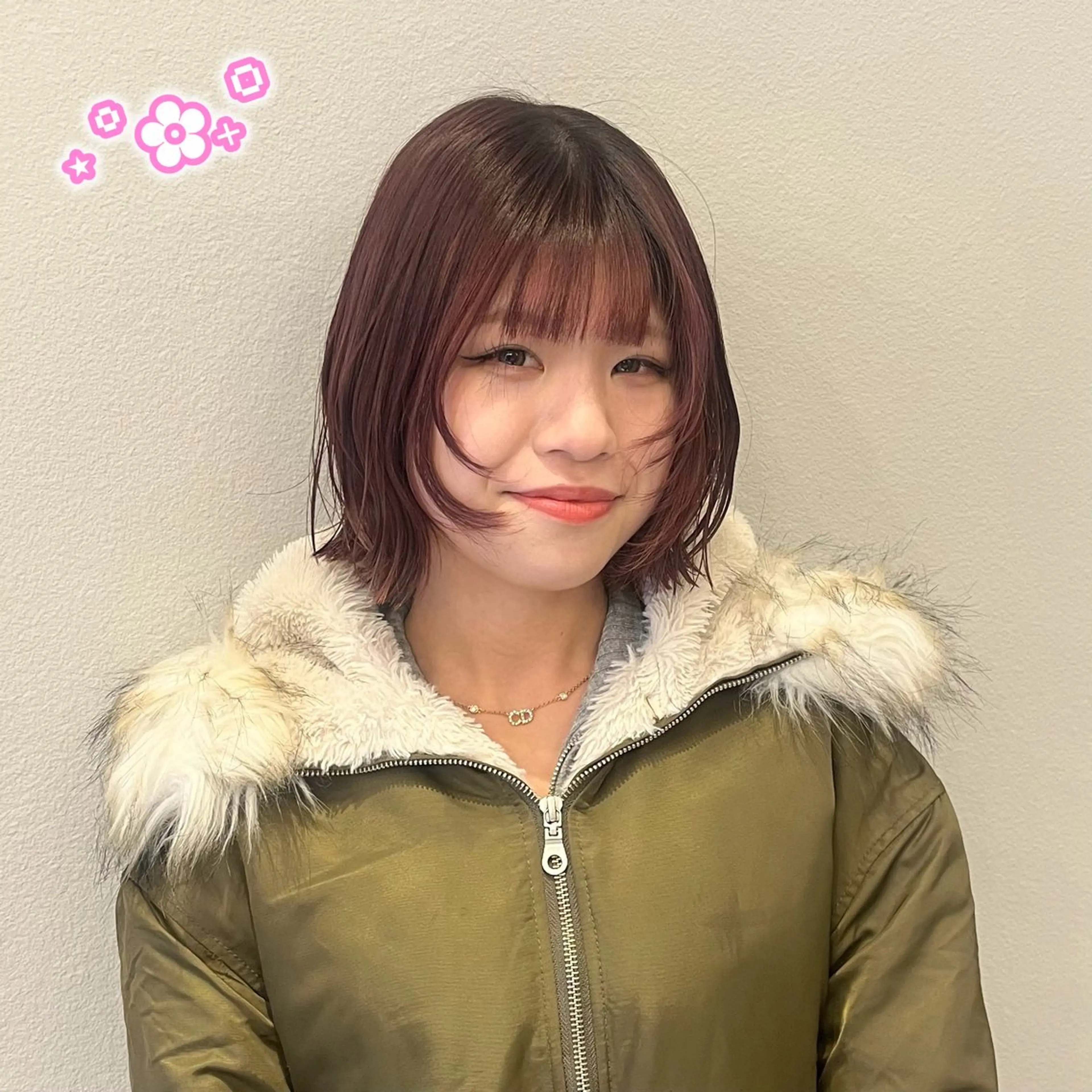 カラー ブラウンカラー レッドカラー ボブ カット ヘアカラー 顔周り/ガーリー /ヘアメ/あつはのヘアスタイル