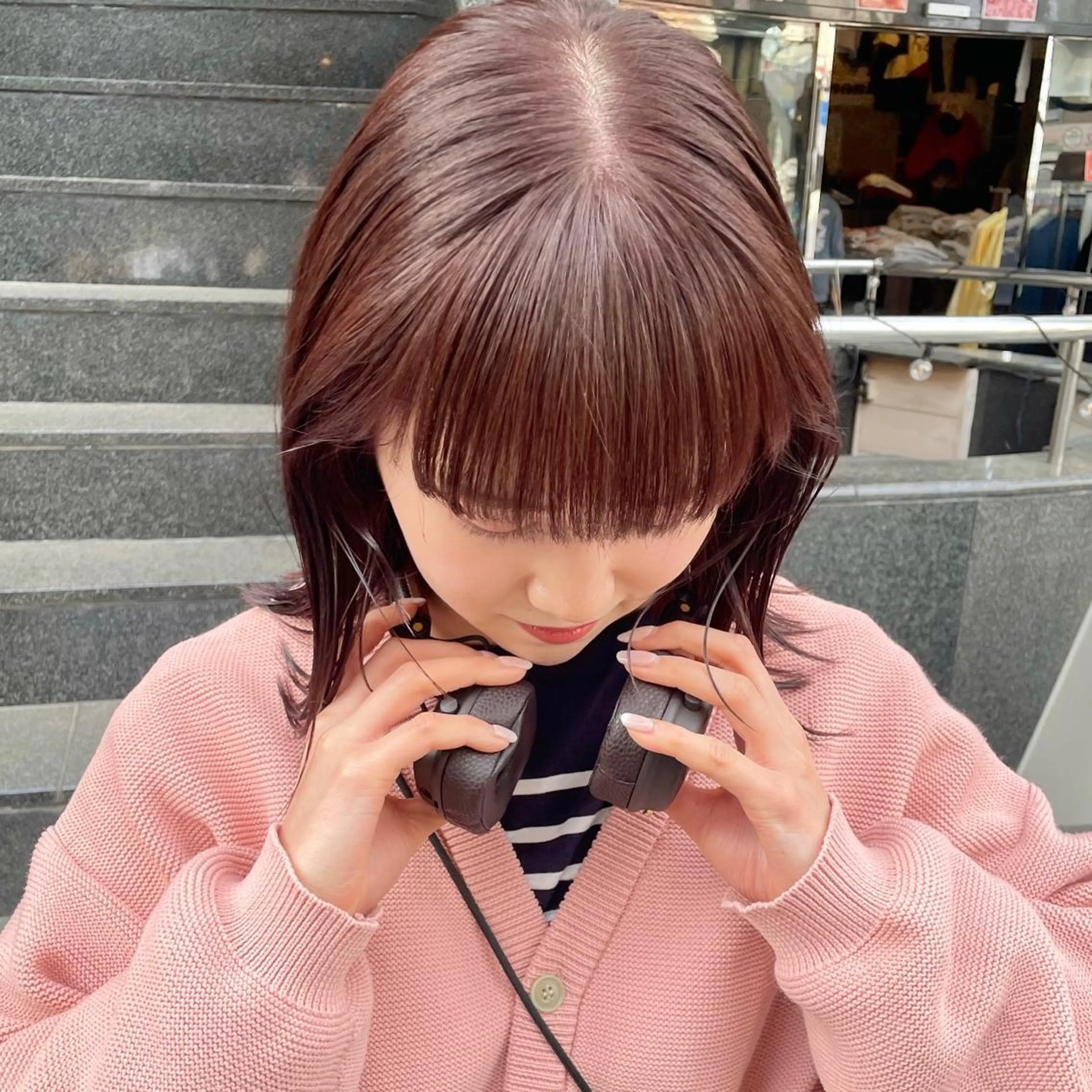 ミディアム カラー カット ヘアカラー トリートメント 🍊暖色×顔周り 🍊cocoroのヘアスタイル