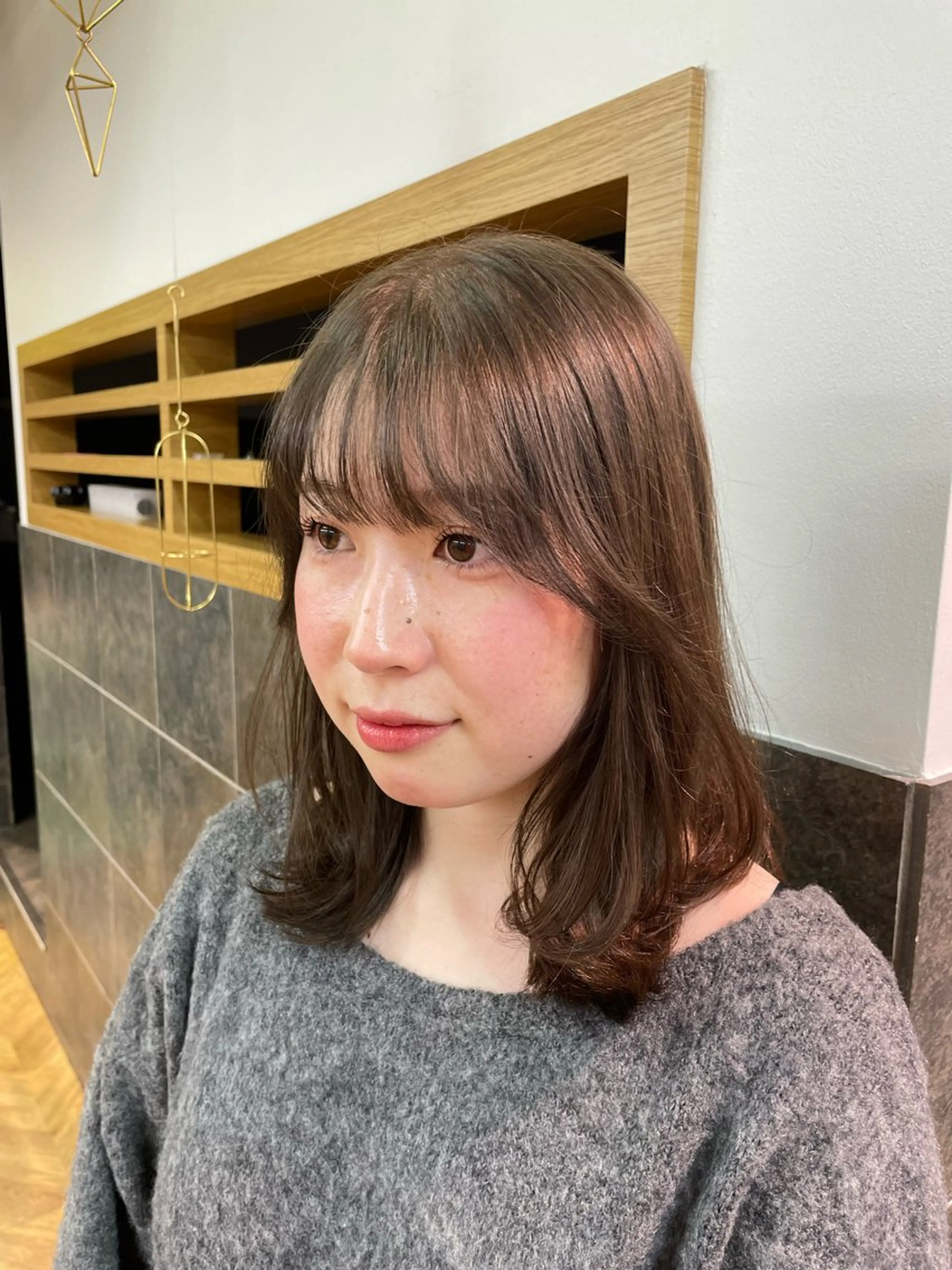 ミディアム カラー パーマ カット ヘアカラー トリートメント 髪質改善/縮毛矯正/ 透明感🩵NANAのヘアスタイル
