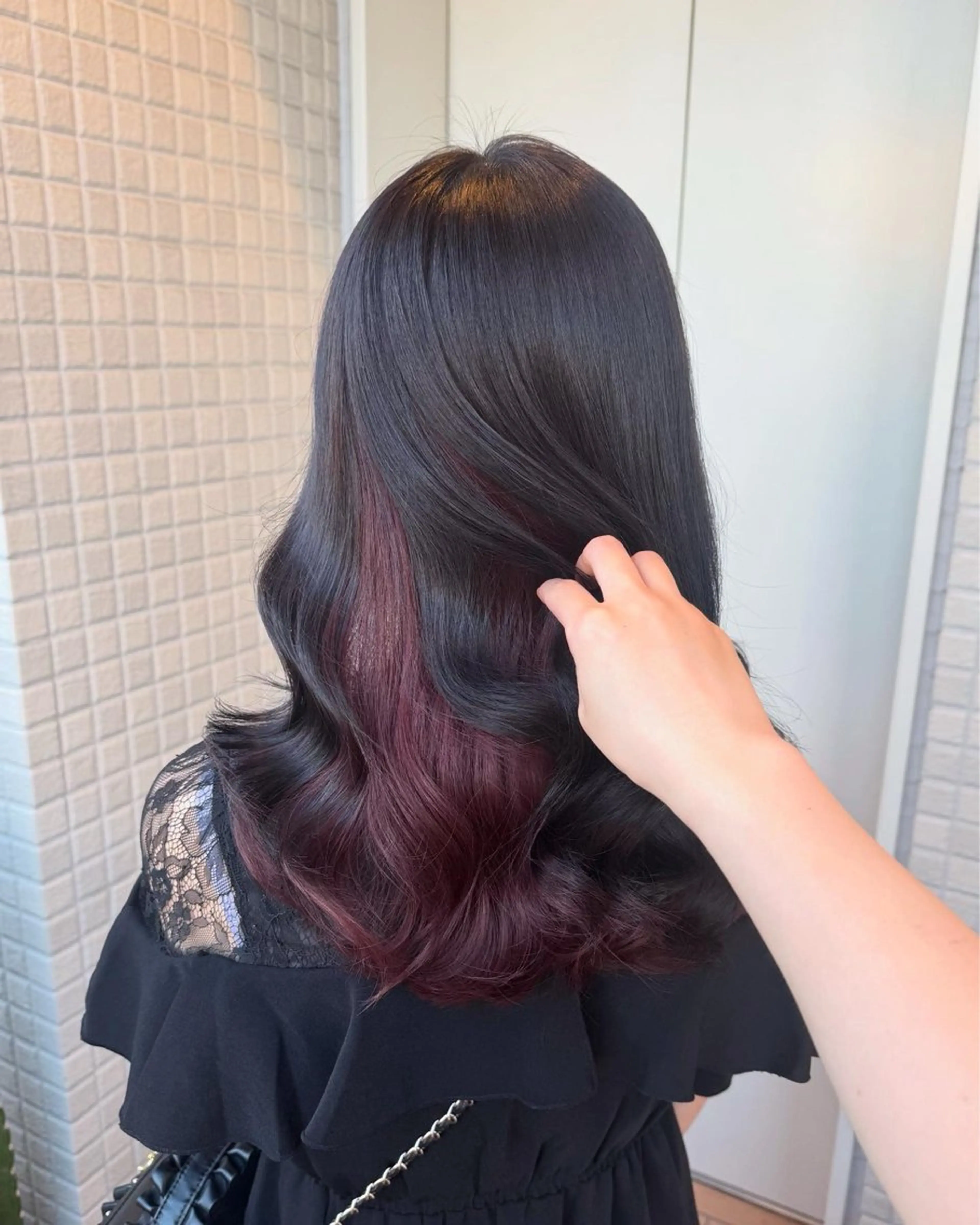 ロング カラー インナーカラー ピンクカラー ヘアカラー 美髪縮毛矯正/暖色 カラー/ヘアメのヘアスタイル