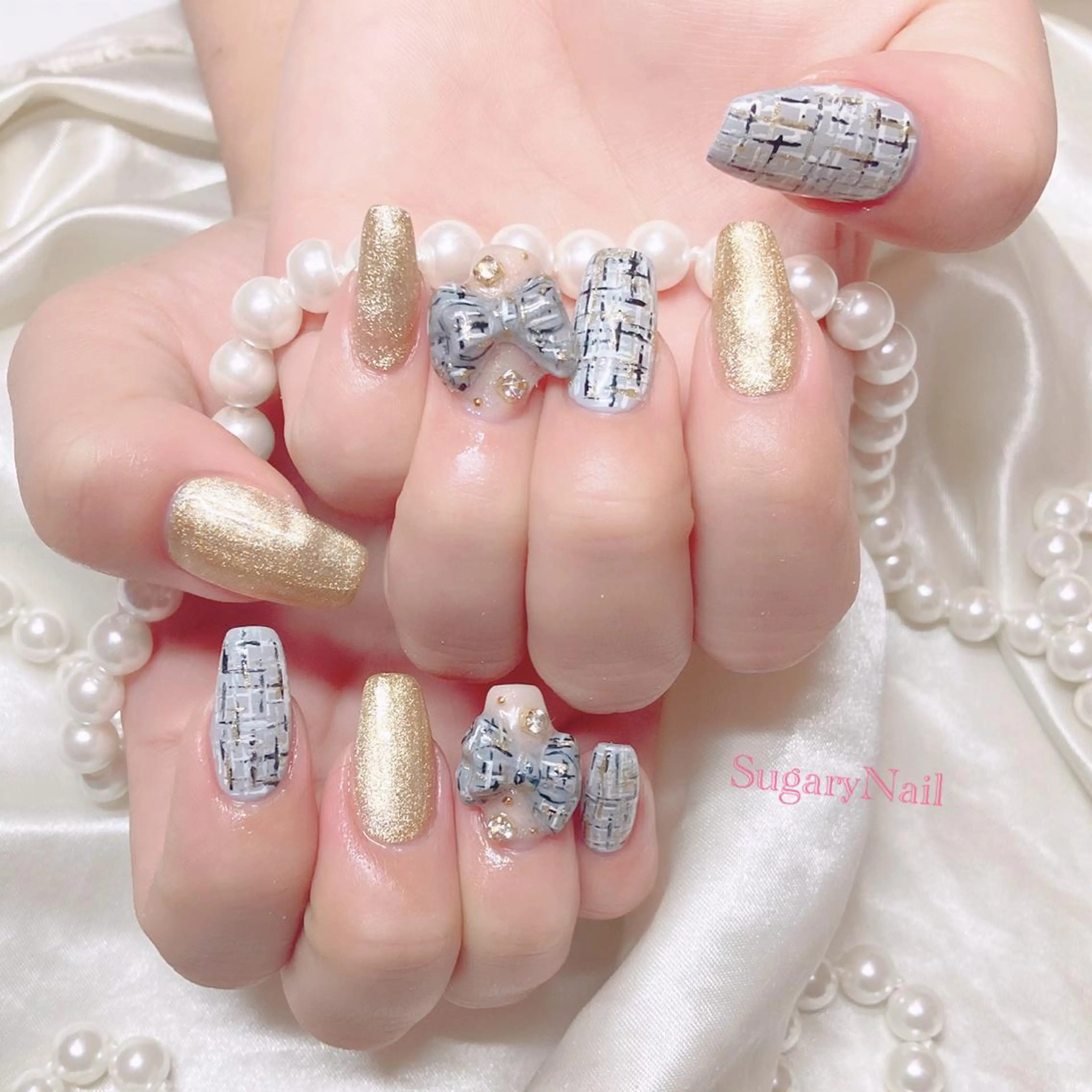 ネイル アートネイル ストーンネイル ハンドネイル SugaryNail Rinaのネイルデザイン