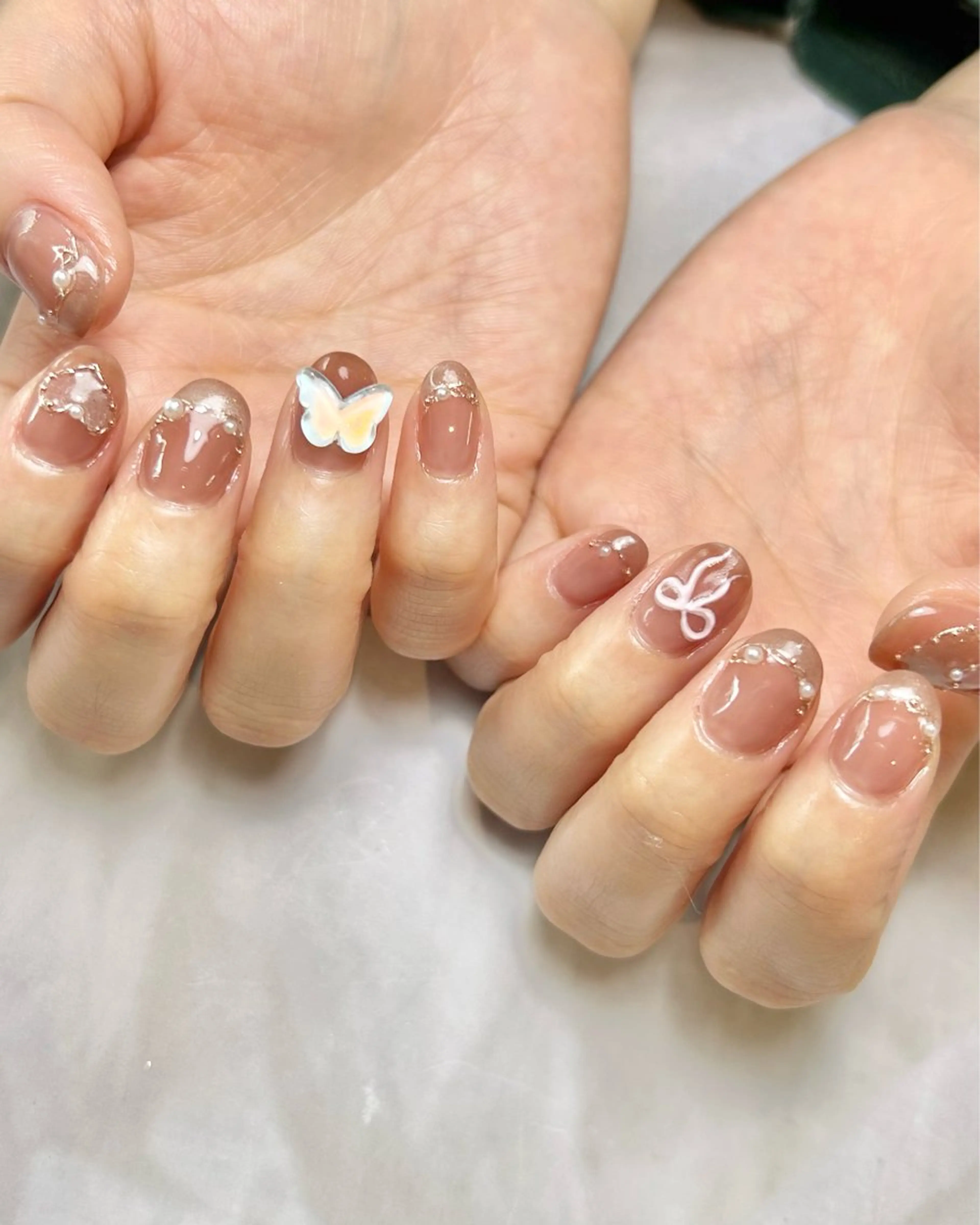 ネイル ガーリー 持ち込み ピンク ハンドネイル Reflection marikoのネイルデザイン