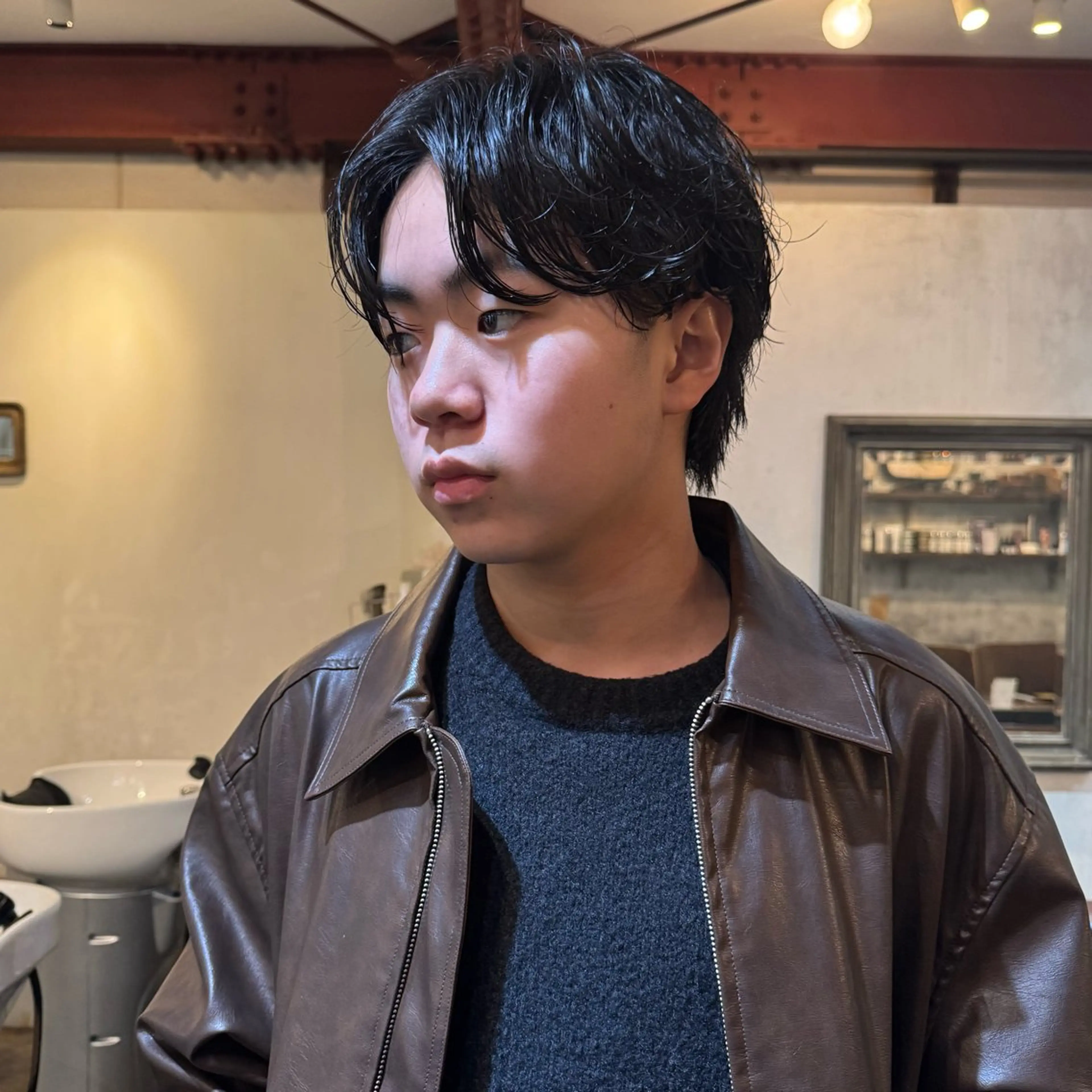 ショート パーマ メンズ センターパート メンズパーマ ニュアンスパーマ カット パーマ トリートメント 山本 優志のヘアスタイル