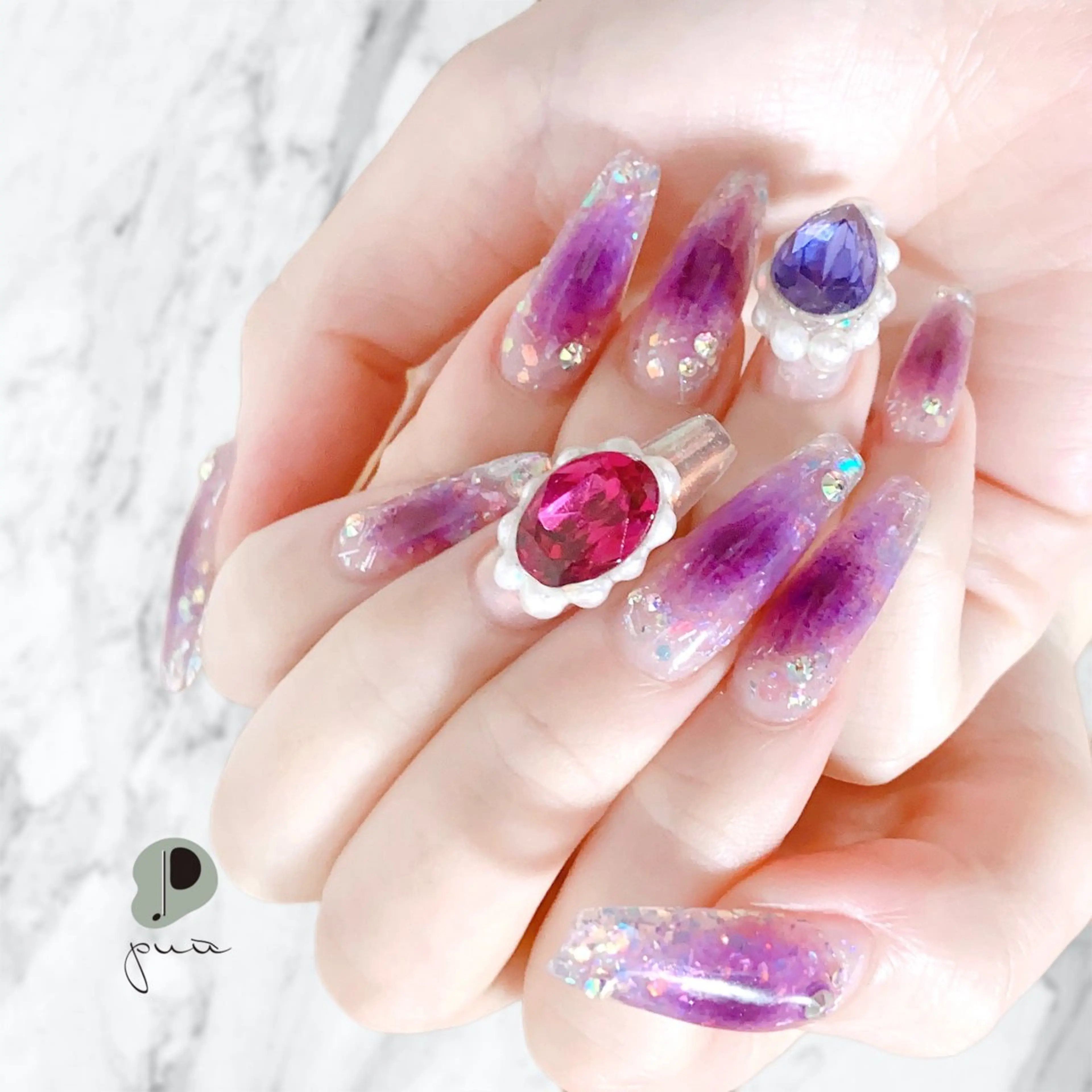 ネイル チークネイル ロングネイル ワンカラーネイル スカルプネイル ハンドネイル Nail salon puu kyotoのネイルデザイン