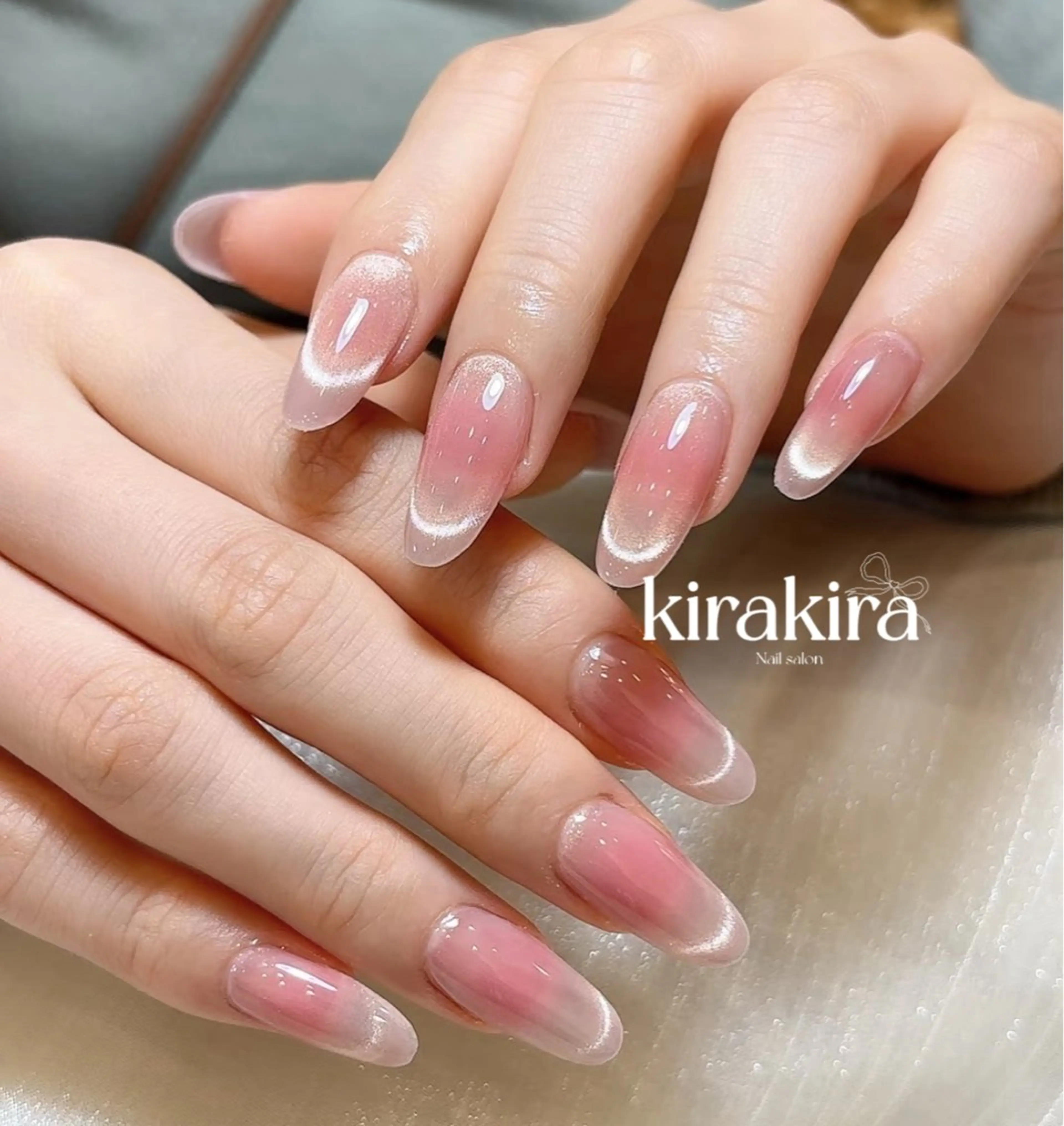 ネイル チークネイル フレンチネイル マグネットネイル マグネットフレンチ Kirakira Nail salonのネイルデザイン