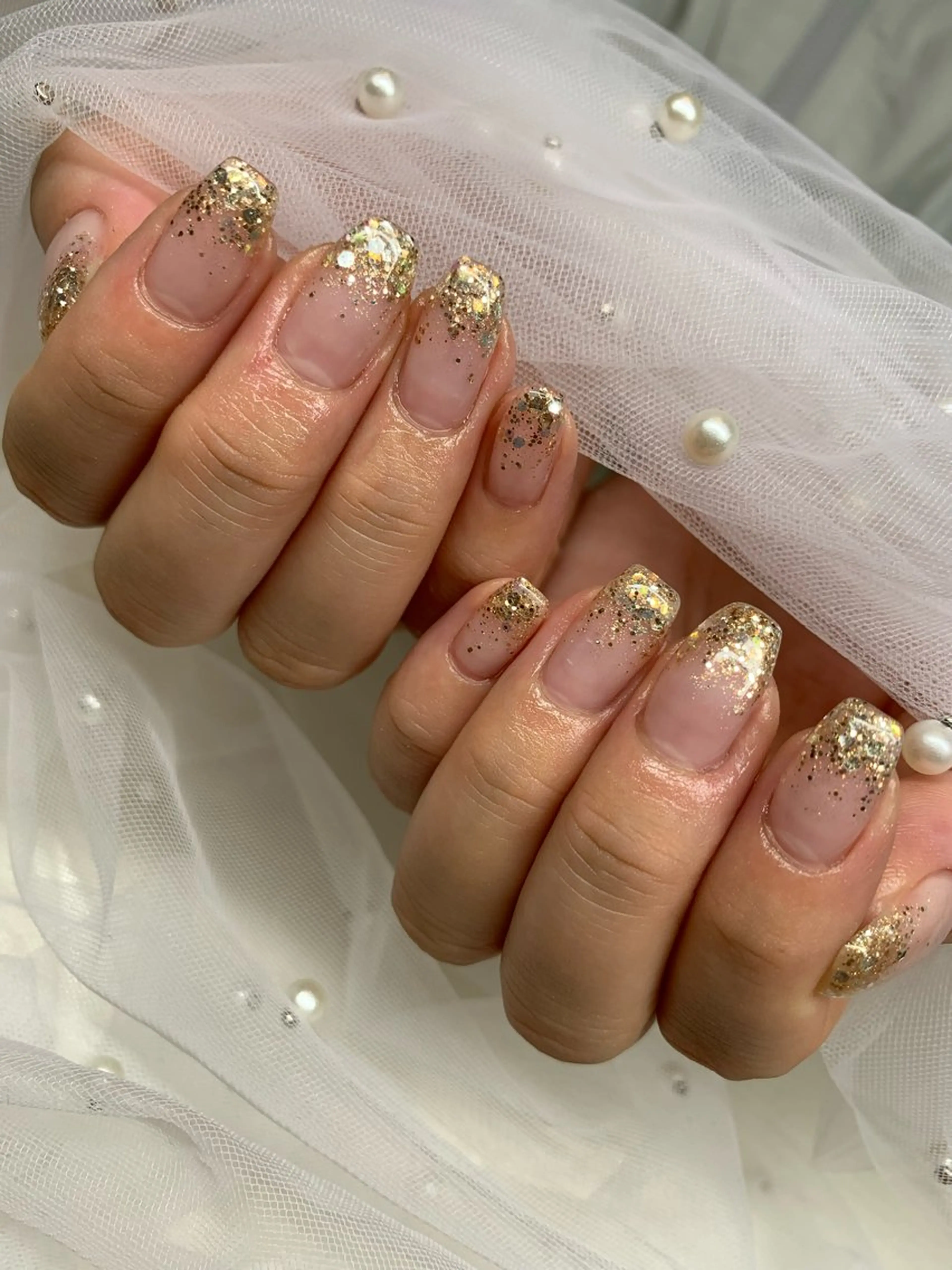 ネイル ラメ(グリッター) ラメグラデーション ハンドネイル フットネイル Privatesalon Mimore所属・Mimore ミモア 水戸のネイルデザイン