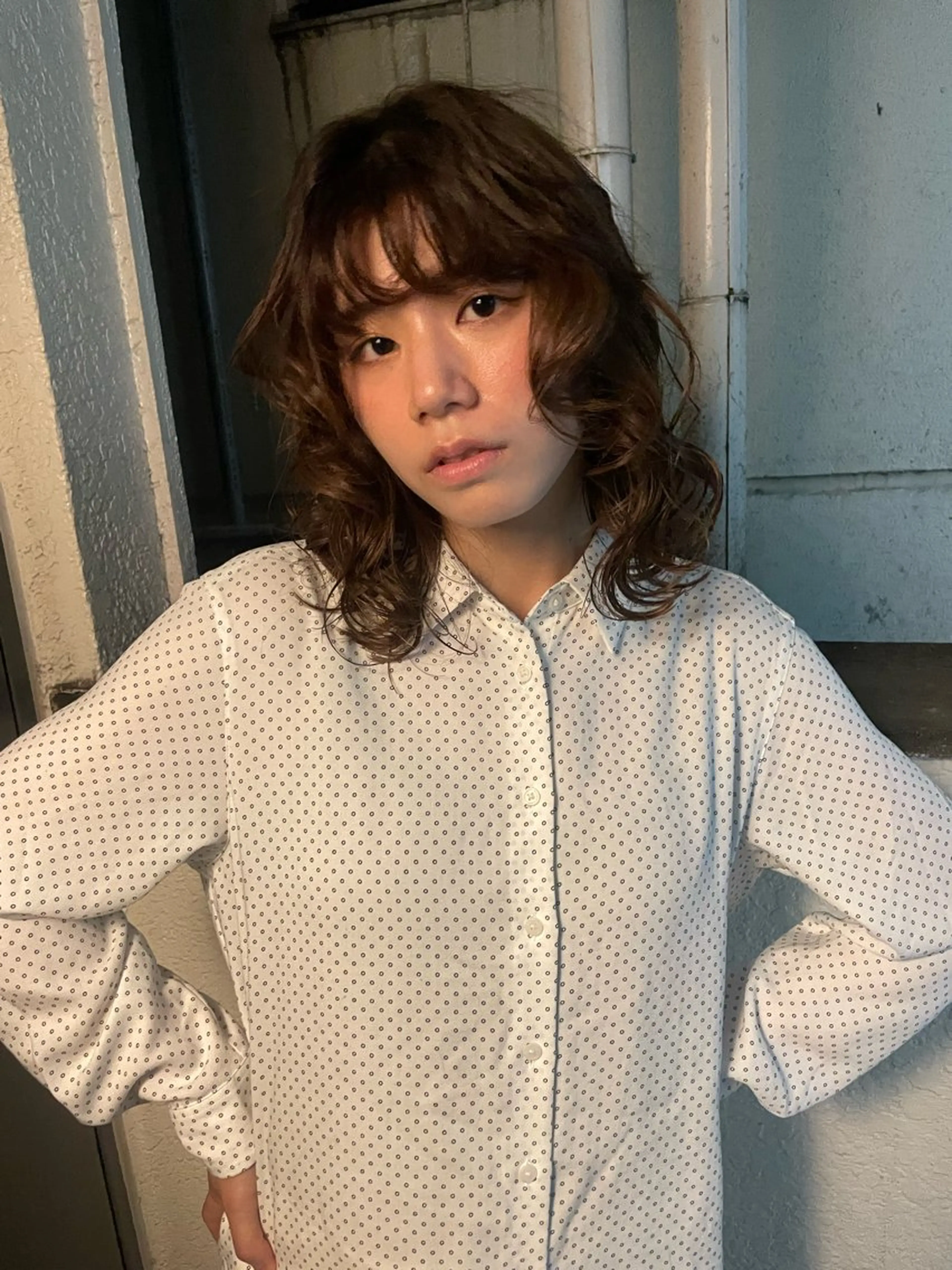 ミディアム パーマ ミディアムパーマ rin🩰ハイトーン /レディースパーマのヘアスタイル