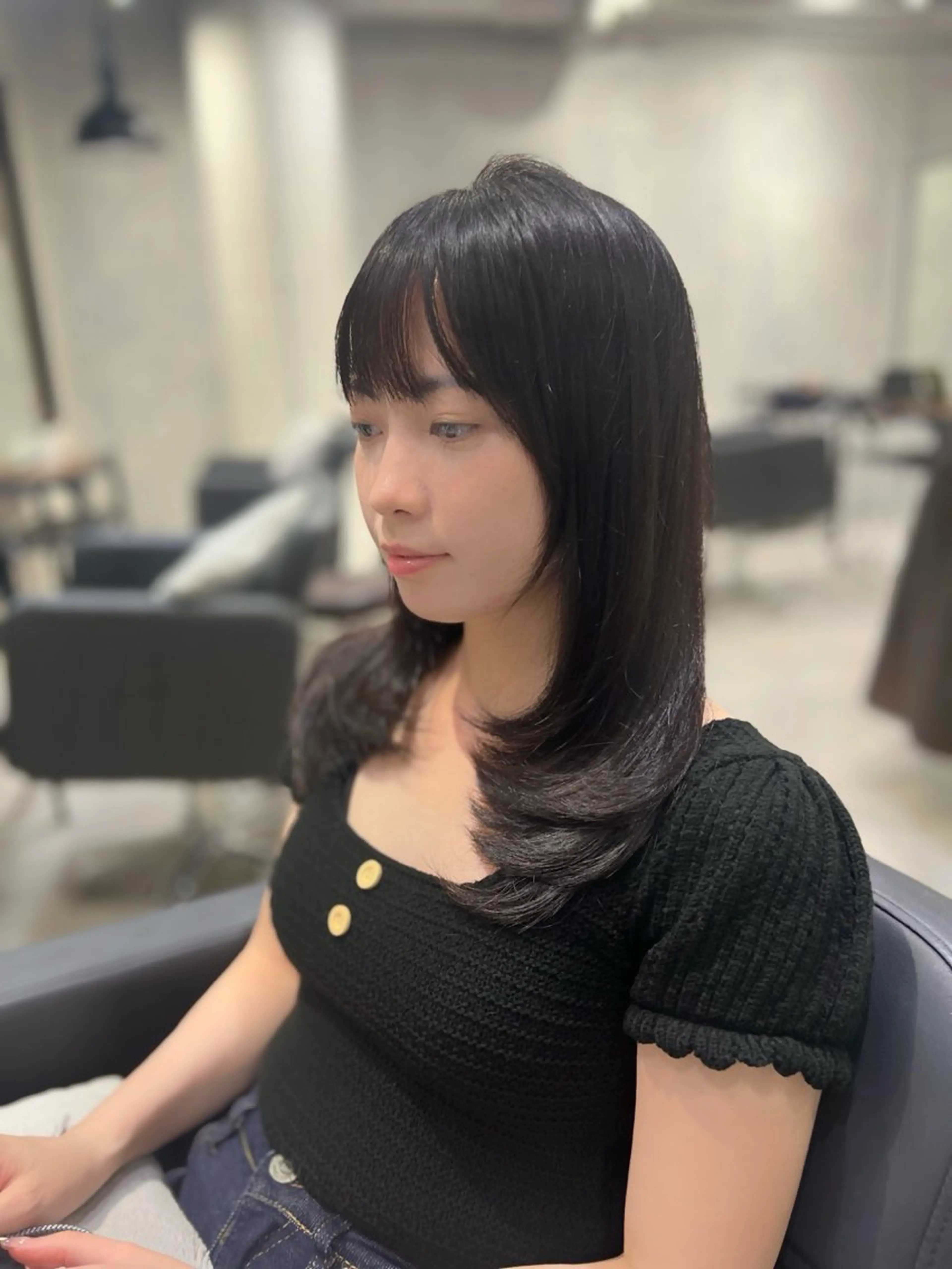 セミロング 顔周りカット 髪質改善 韓国風ヘア レイヤーカット トリートメント 🌿海山龍馬🌿前髪 /顔まわり/レイヤーのヘアスタイル