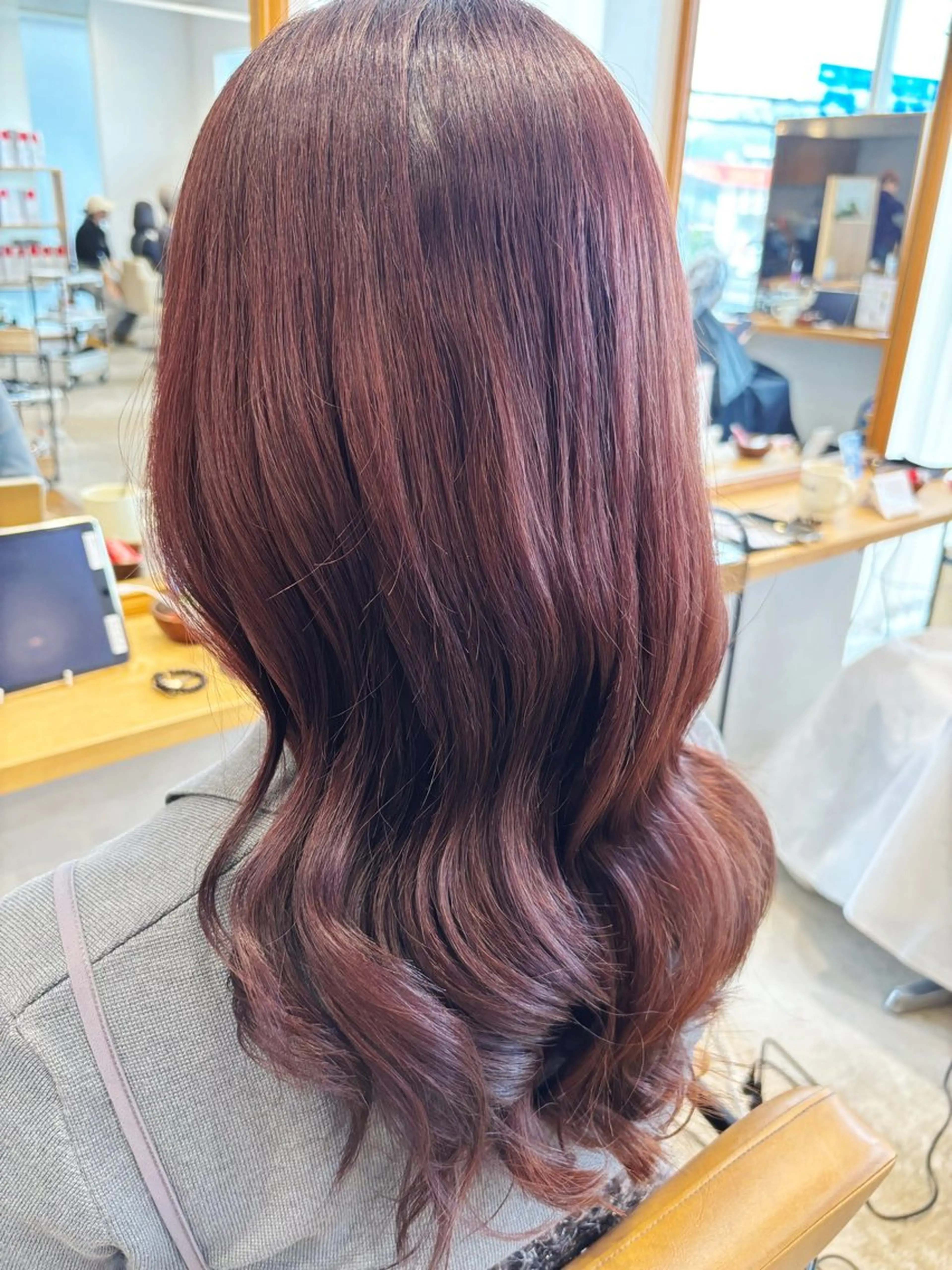 セミロング カラー ブリーチ ブリーチなしカラー レッドカラー 髪質改善 ヘアカラー トリートメント カノエ小郡/髪質改善 /小野　静水のヘアスタイル