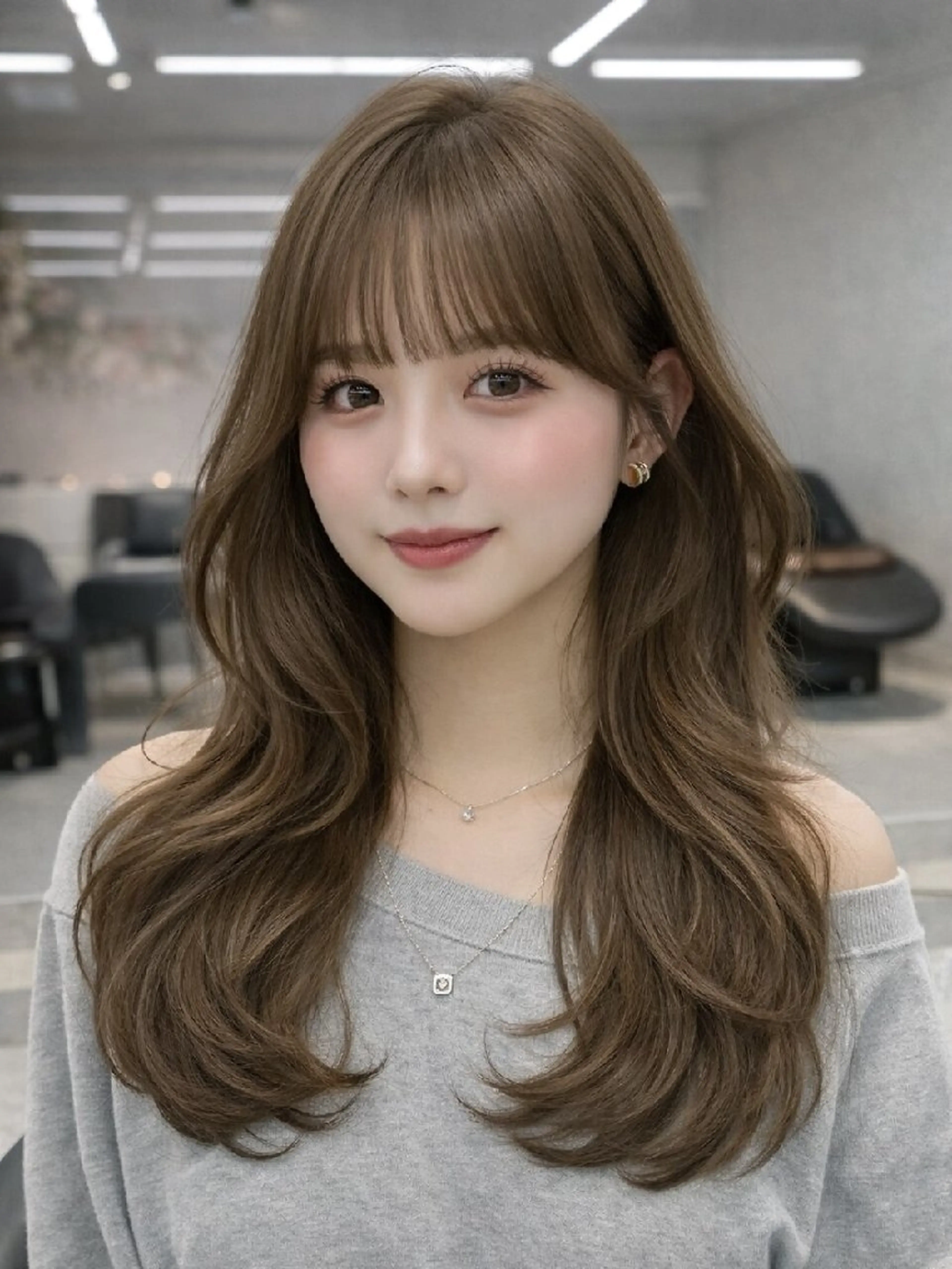 カラー セミロング カット ヘアカラー トリートメント 髪質改善/韓国ヘア /透明感カラー🧸のヘアスタイル