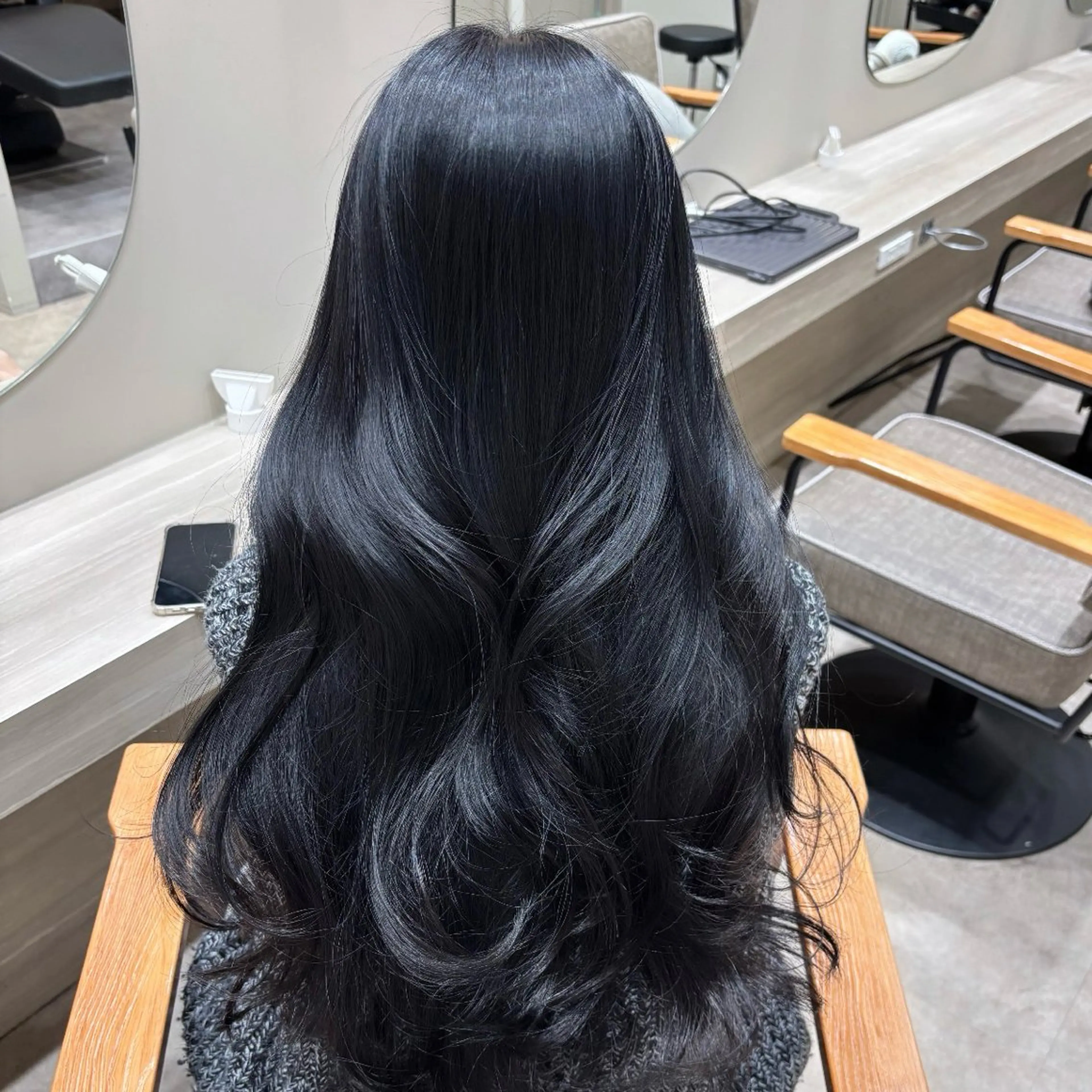 ロング カラー 黒髪 ブルーカラー ブルーブラック 透明感カラー 🦋透明感艶カラー 🫧/Yuu🦋のヘアスタイル