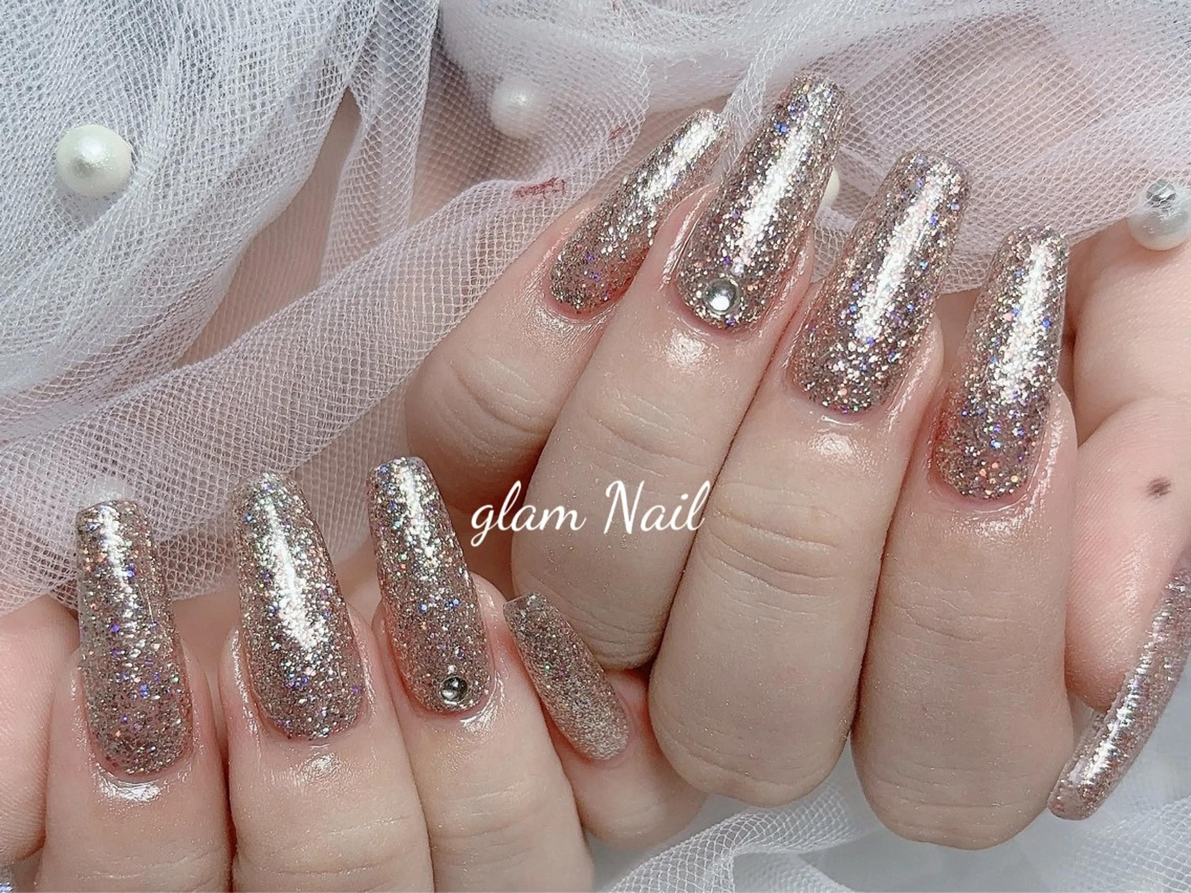ネイル ハンドネイル エツメ💅 長さだし🎀デザインのネイルデザイン