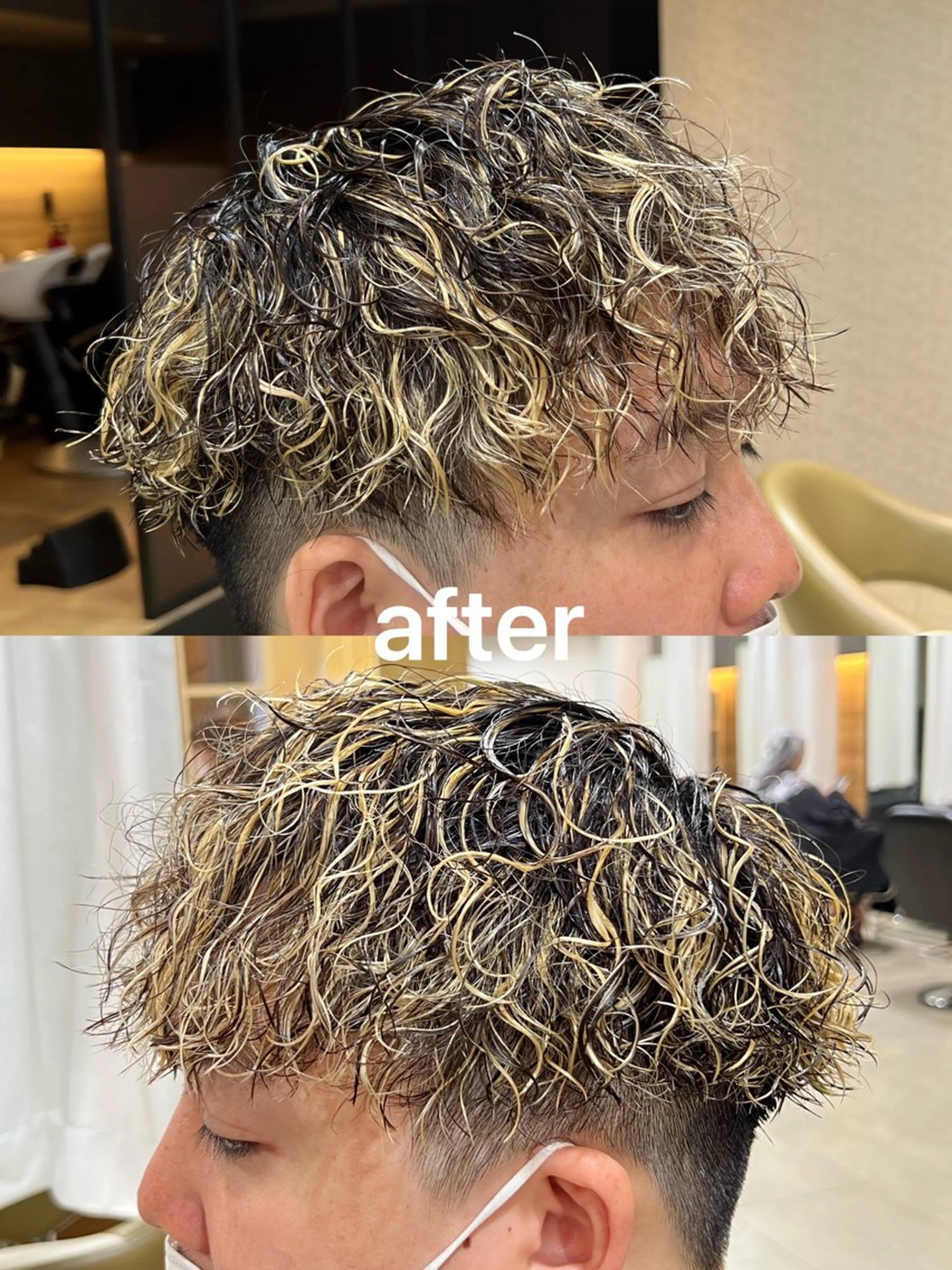 カラー パーマ メンズ メンズブリーチ メンズハイライト メンズパーマ ブリーチ ハイライトカラー 心斎橋メンズサロン リベルテグリットのヘアスタイル