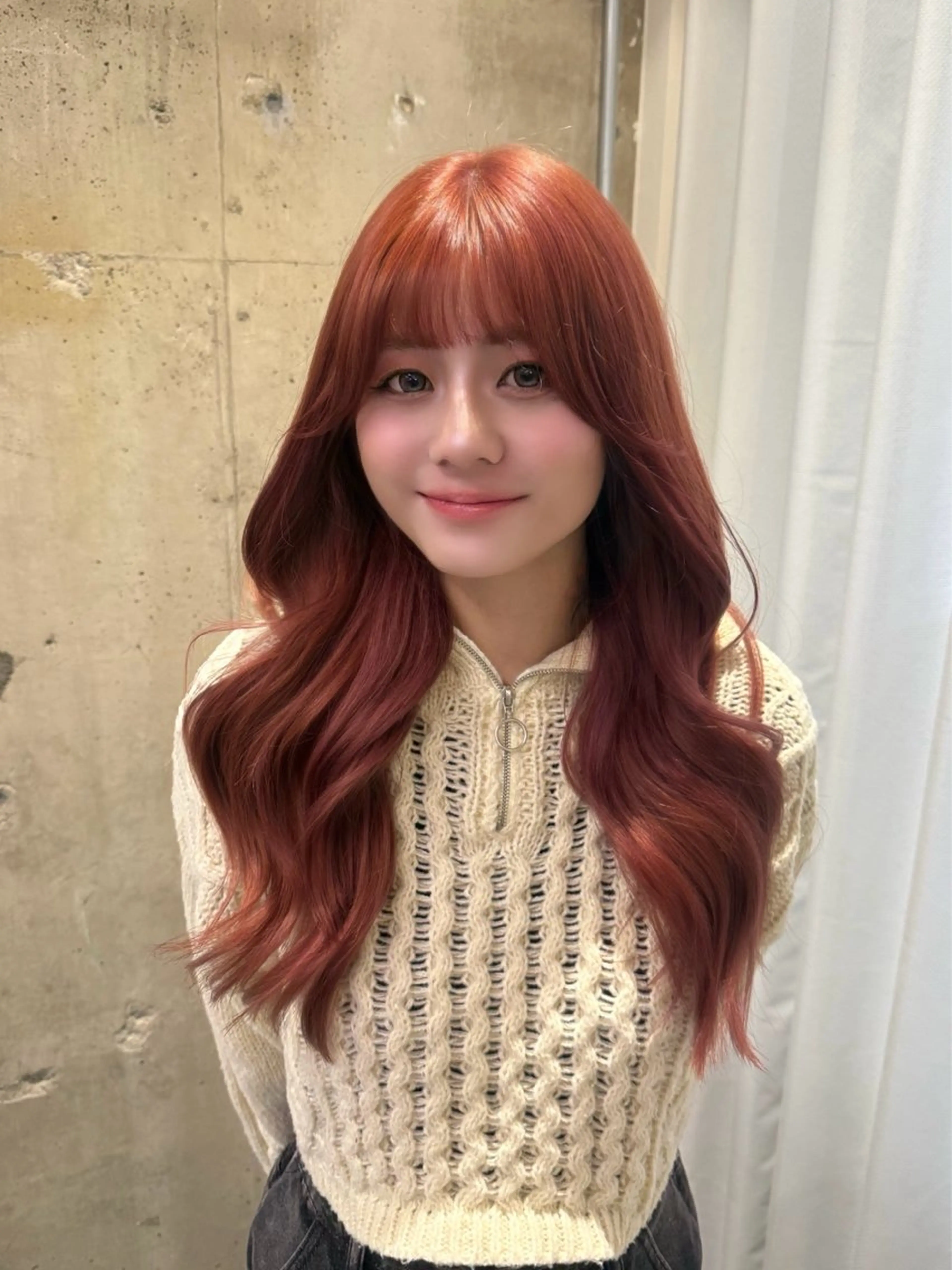ロング カラー ブリーチ ブラウンカラー 透明感カラー ダブルカラー 韓国風カラー カット ヘアカラー もも/透明感/ 暖色カラー/韓国ヘアのヘアスタイル