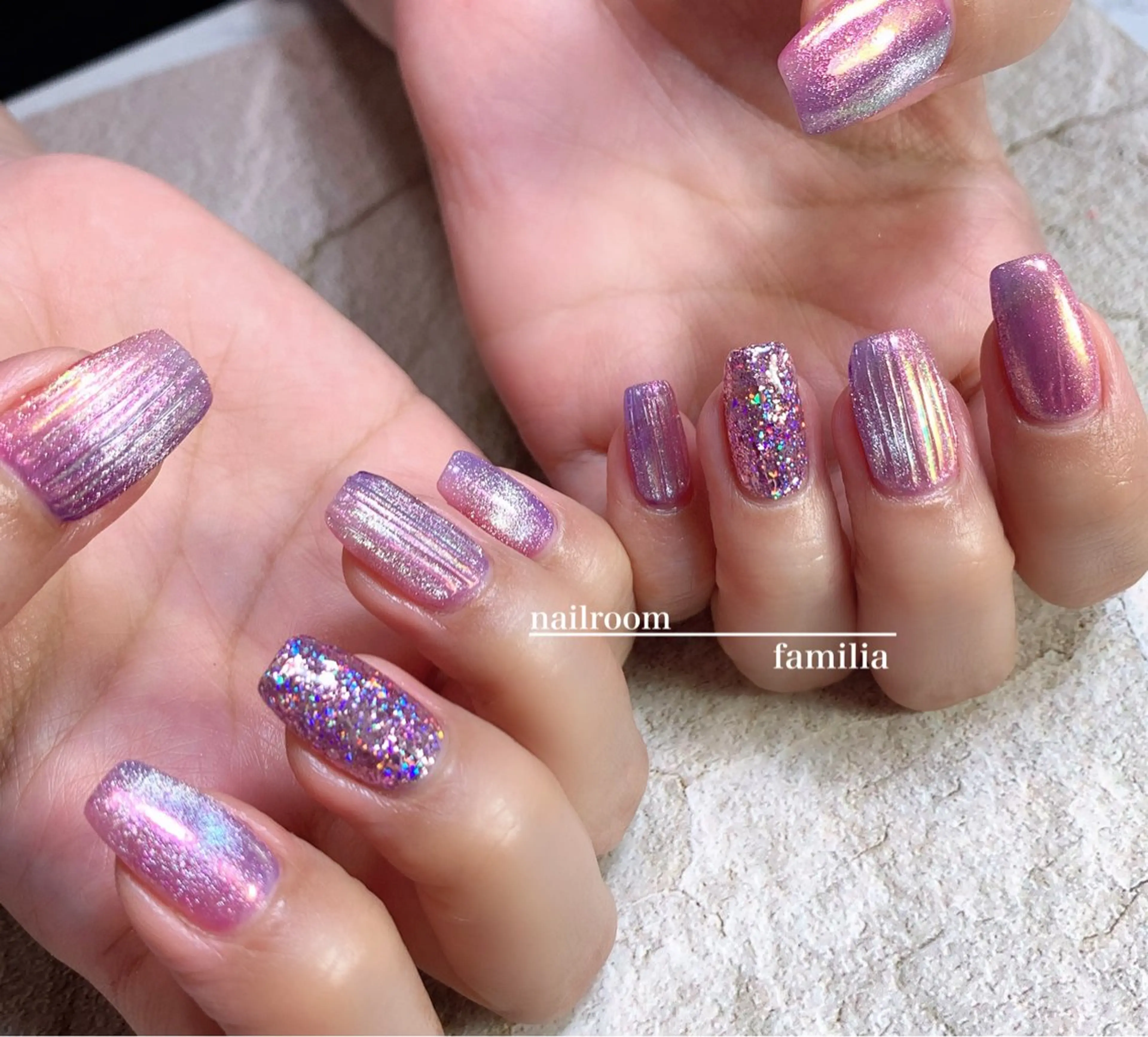 ネイル オーロラネイル マグネットネイル ハンドネイル -nailroom- familiaのネイルデザイン